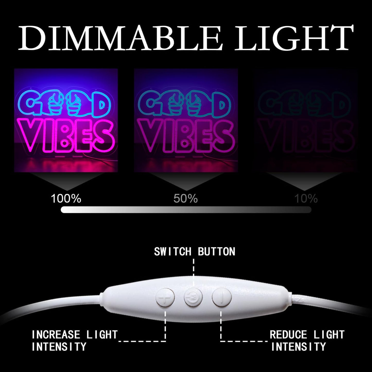 qbanziou Good Vibes Neon Signs for Wall Decor，Led Neon Light for Man Cave、Bedroom、Garage，Christmas Birthday Party Gifts