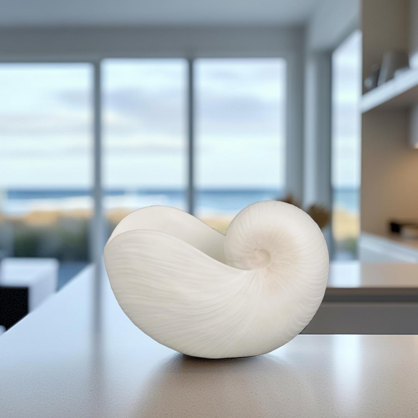 Braxio Modern Home Decor Sea Shell - Beach Themed Statue Resin Conch Shape Dish for Keys, Rings, or Succulent Planter - Coastal Decorative Bowls for Bathroom, Living Room, 12.25 x 6.25 x 8.25 Inch