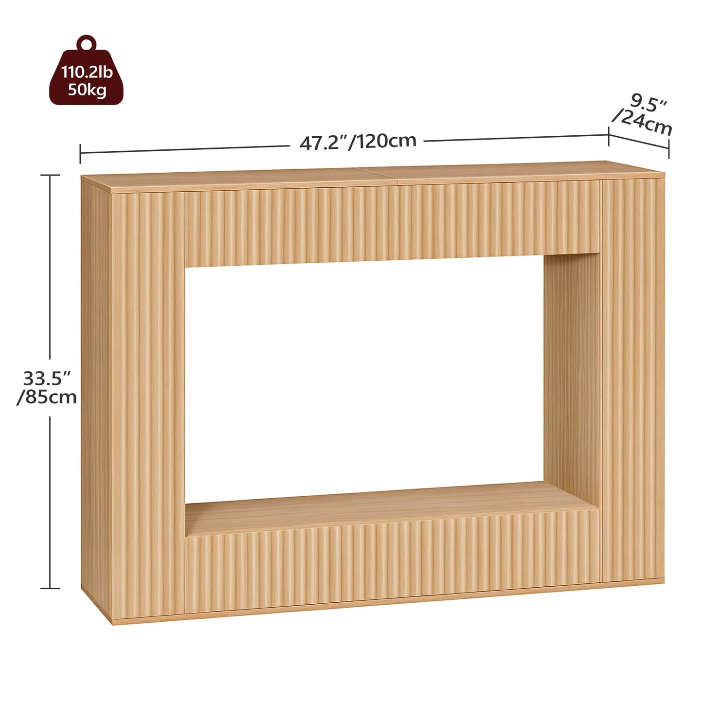 MAHANCRIS Modern Console Table, 47.2'' Entryway Table with Storage, Fluted Couch Table Behind Sofa, for Entrance, Foyer, Living Room, Bedroom, Dining Room, Natural CTNA2501