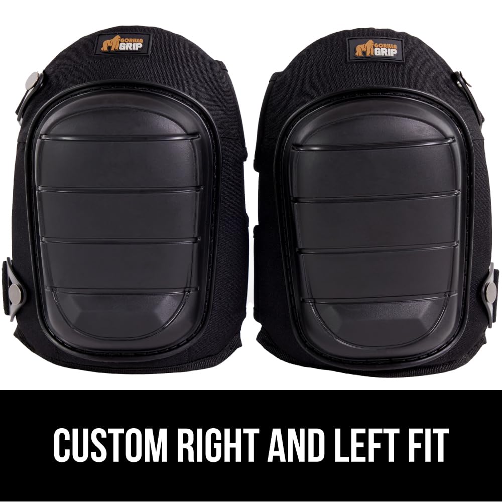 GORILLA GRIP Knee Pads for Work, All Day Comfort Gel Cushion and Soft Foam for Men and Women, Slip Resistant Heavy Duty Hard Cap, Adjustable Straps for Flooring, Construction and Gardening, Black