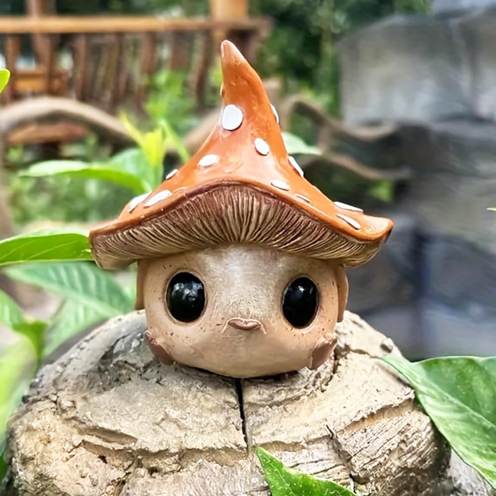 Kudriod Mushroom Outdoor Garden Decor Statue ，Garden Gnomes Statues for Home Desk, Yard, Patio, Backyard, Fairy Garden, Balcony,Lawn Ornament,Mother’s Day, Birthday Gifts for Women, Grandma, Mom