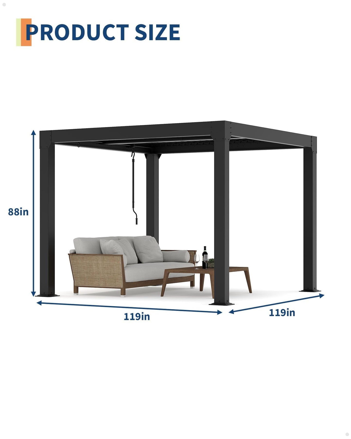10x10FT Louvered Pergola, Modern Style Outdoor Pergola with Adjustable Louvered Roof, Reinforced Aluminum Frame, Integrated Drainage System, Hardtop Gazebo for Patio, Deck, Gray
