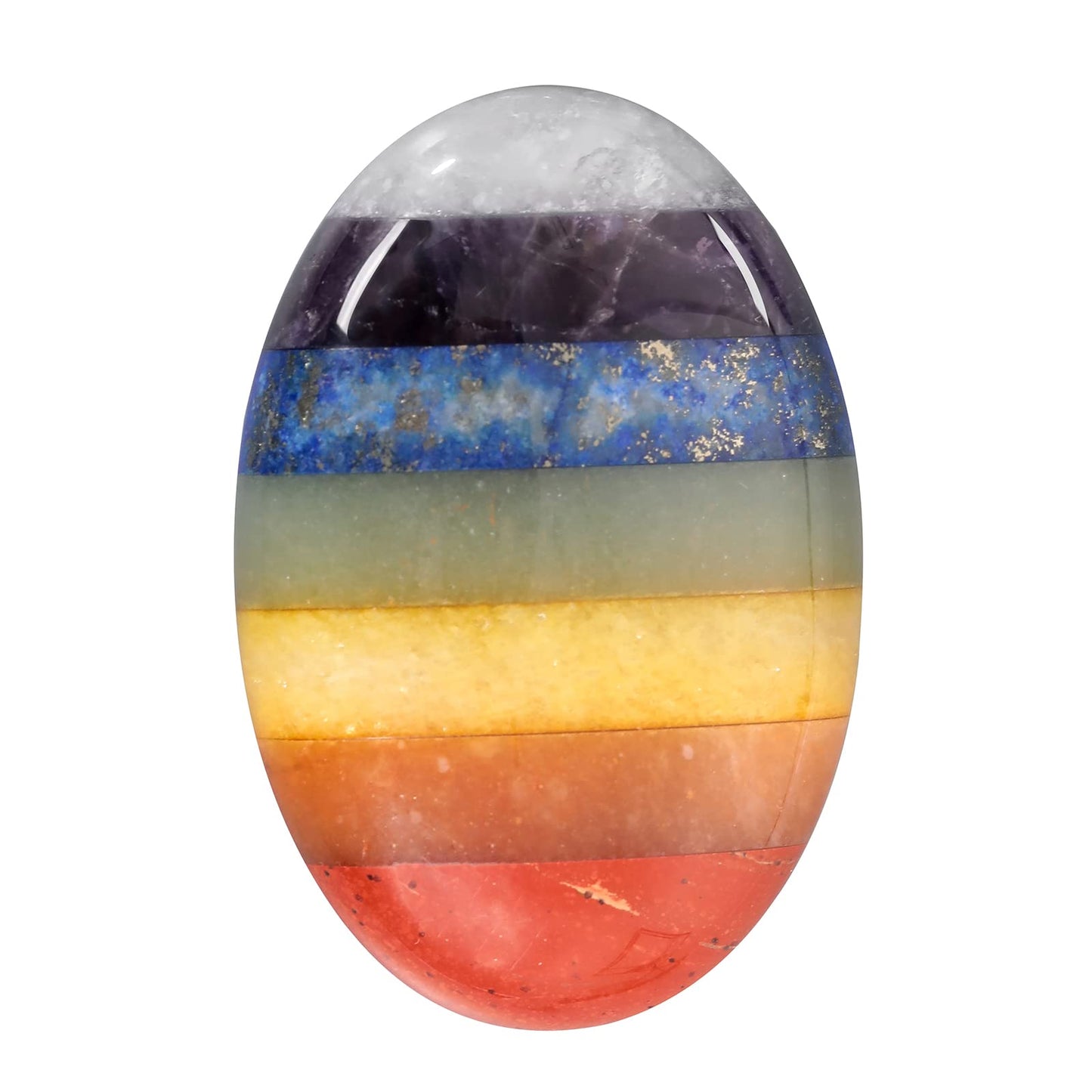 Loveliome Natural 7 Chakra Oval Polished Worry Stones, Healing Crystal Indoor Fountain Stones Massage Energy Anxiety Relief Items