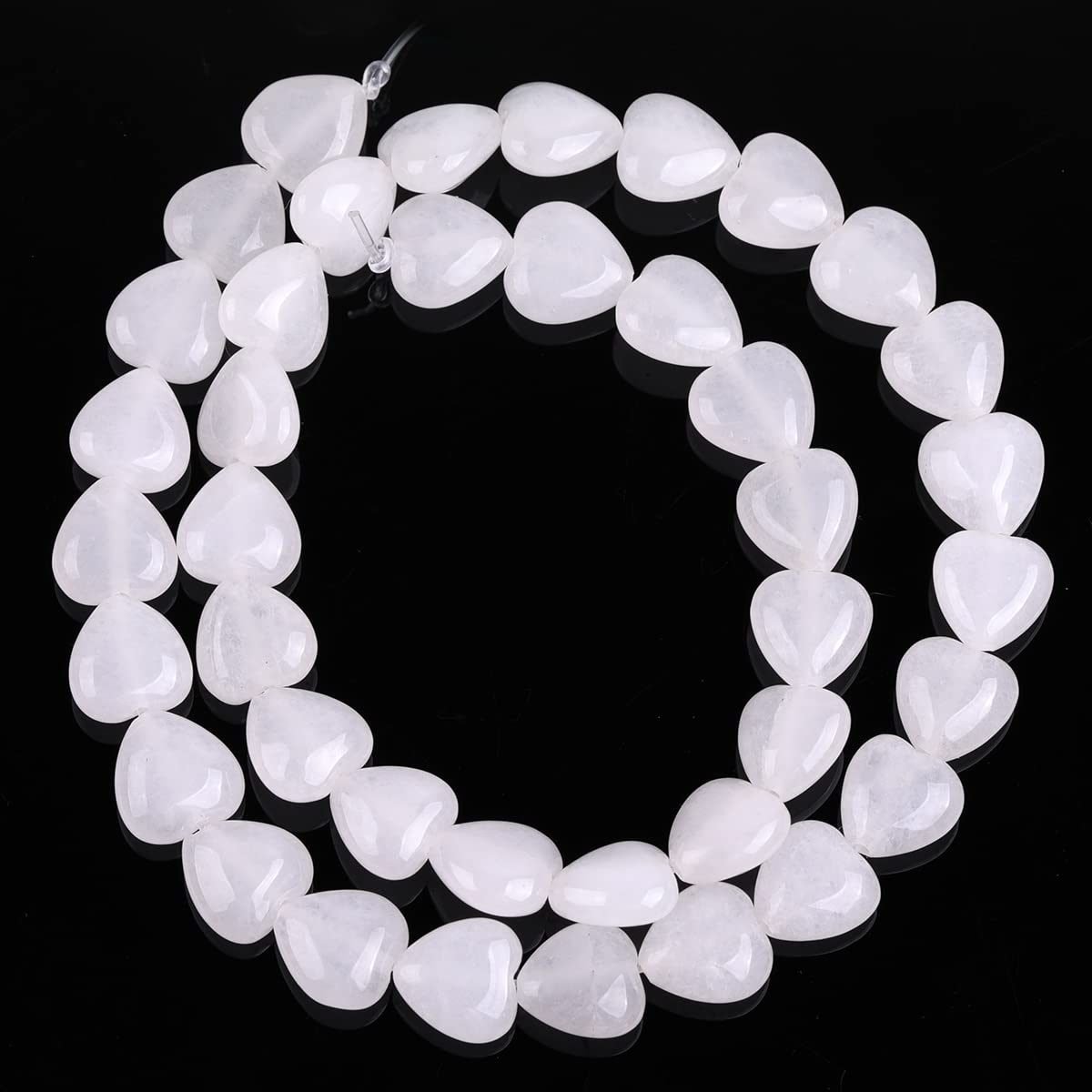 GEM-Inside 10mm Heart Charms Natural White Jade Gemstone Stone Beads for Jewelry Making Full 15" Strand Power Energy Healing Chakra Stone Beads