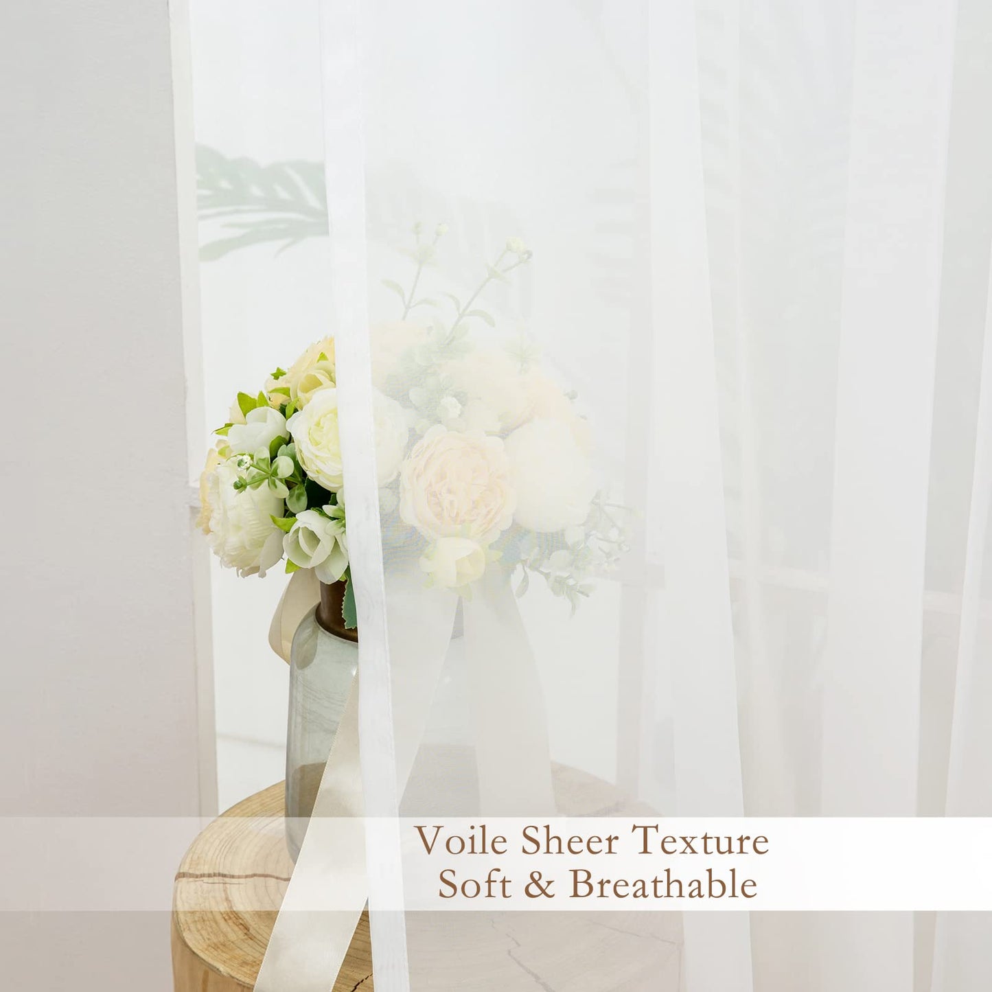 L.Z.E Red and White Sheer Curtains 84 Inches Long 2 Panels Set, Transparent Voile Window Drapes for Living Room & Dining Room with Classic Design, Elegant Grommet Curtain with Tieback