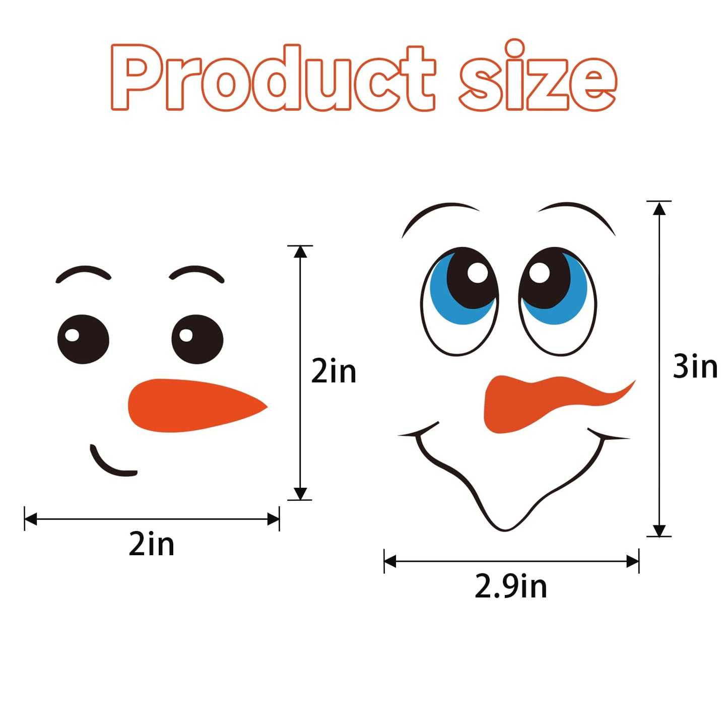 52PCS Snowman Face Stickers for Crafts, Snowman Face Decals for Christmas Ball Ornaments, Cups, Mugs, Jars, Window Stickers, DIY Christmas Tree Ornaments Decorations Holiday Crafts