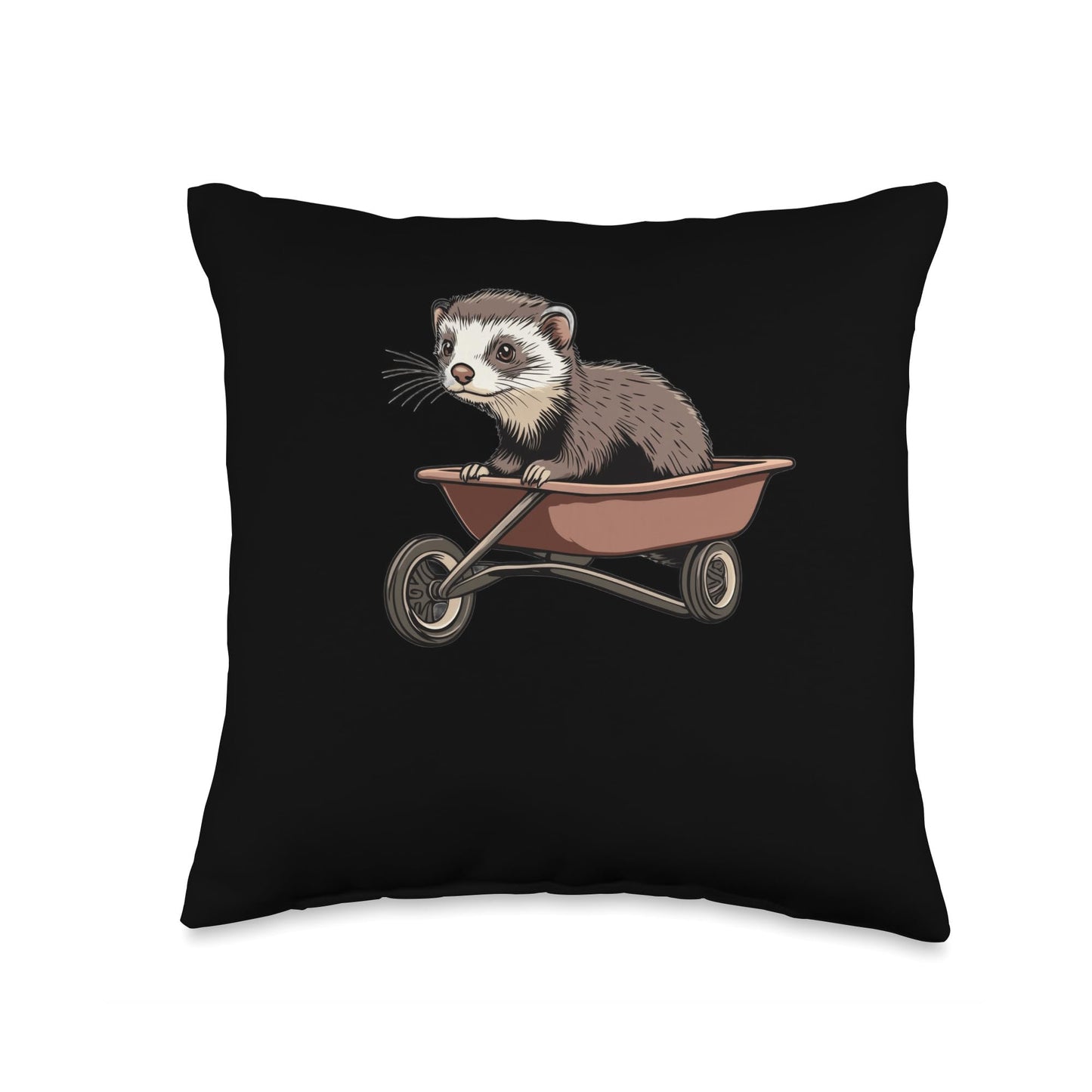 Ferret Using a Wheelbarrow Throw Pillow