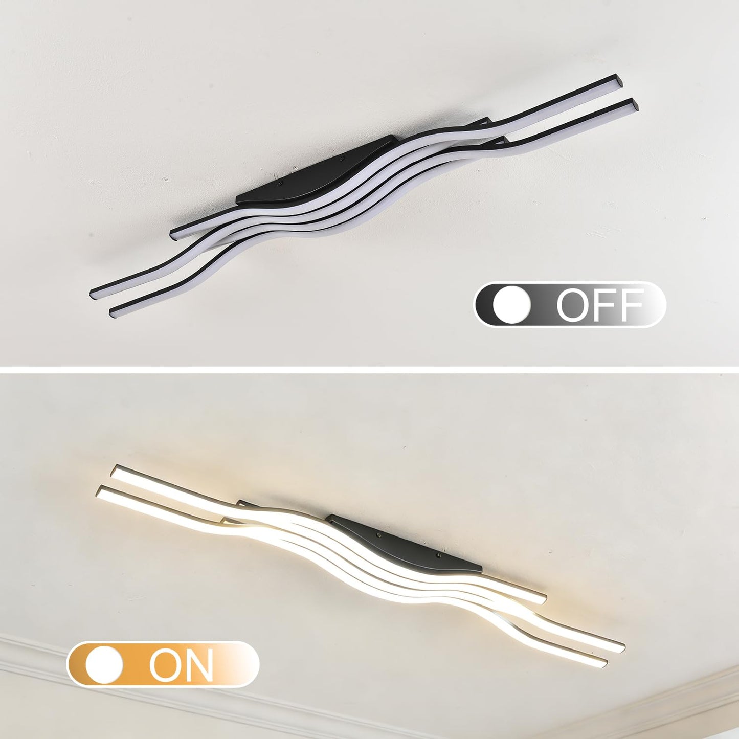 Guang Shuo Black Hallway Light Acrylic Modern LED Ceiling Light Fixtures Dimmable Close to Ceiling Lights for Bedroom Bathroom Kitchen Balcony Curved Creative Design Ceiling Lamps