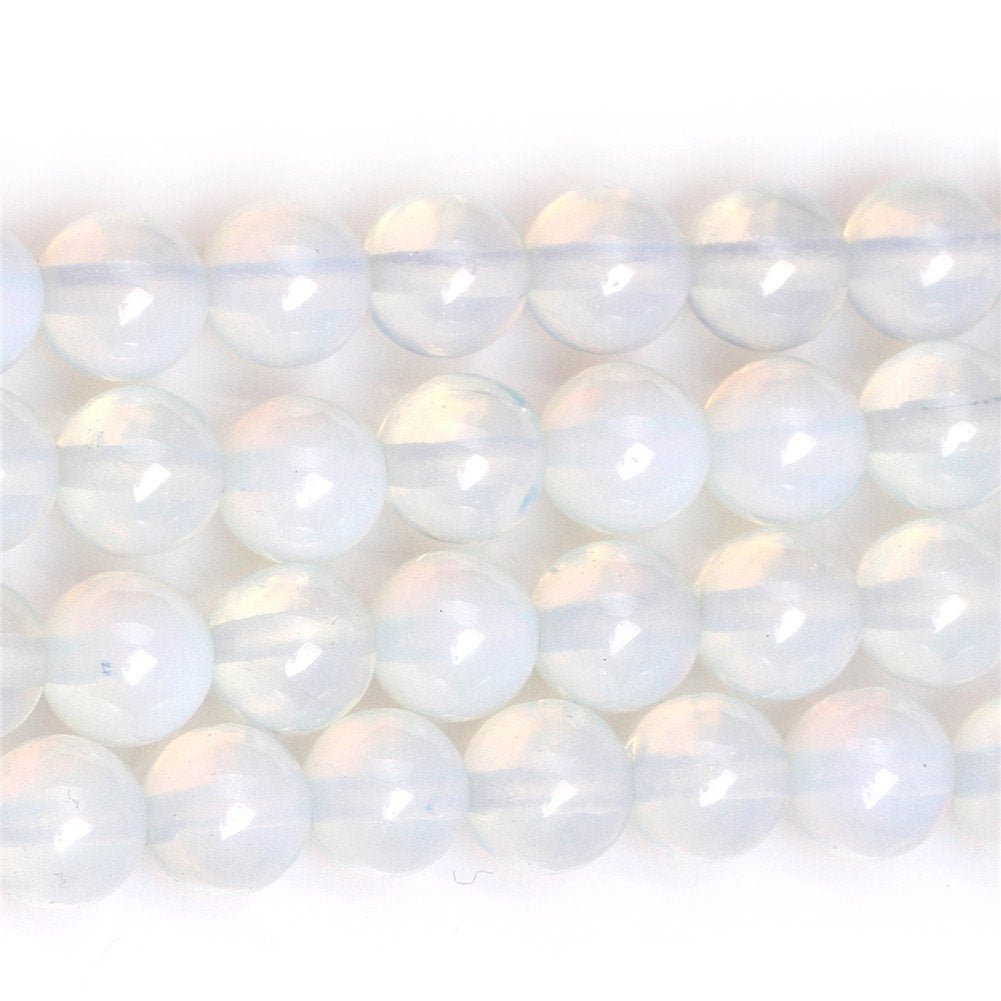 8mm White Opalite Beads Round Gemstone Loose Beads for Jewelry Making (45-48pcs/strand)