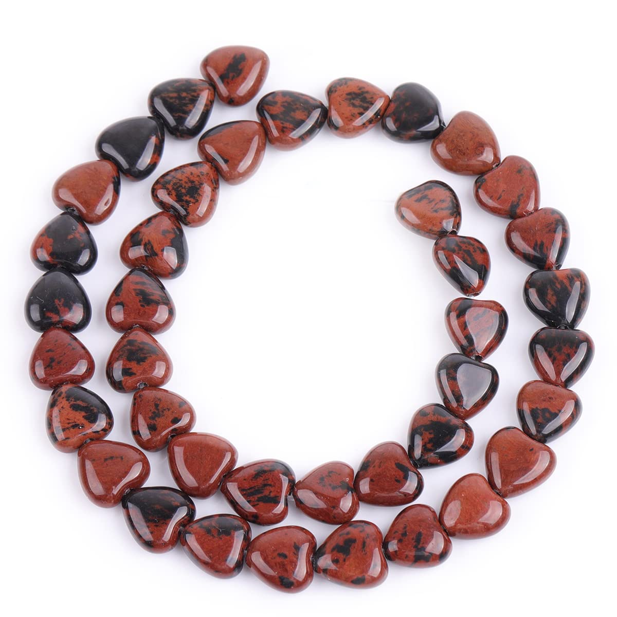 GEM-Inside 10mm Heart Charms Natural Coffee Brown Gold Swan Jasper Gemstone Stone Beads for Jewelry Making Full 15" Strand Power Energy Healing Chakra Stone Beads