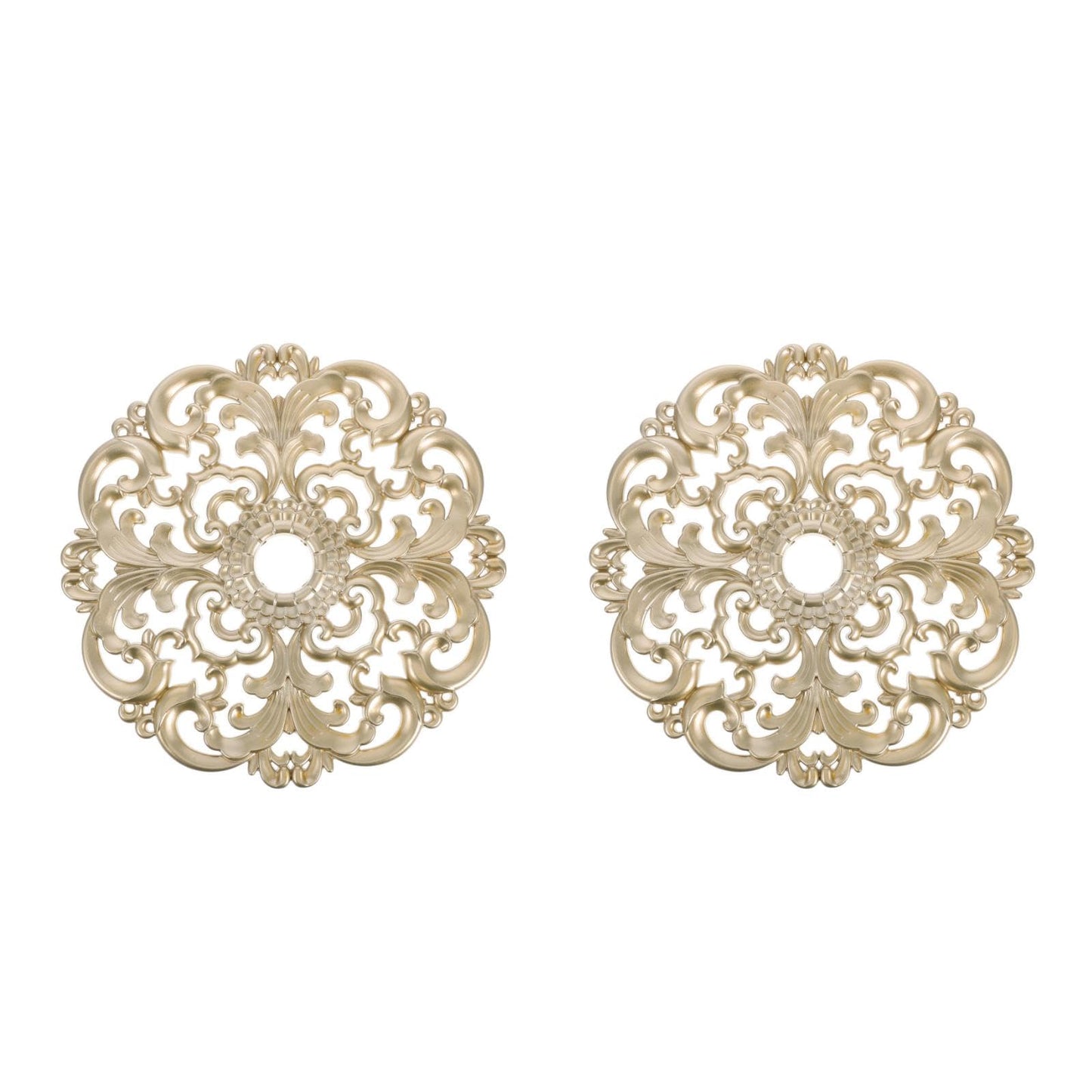 LUOZZY 2pcs European Style Ceiling Material Round Base Decorative Ceiling Light Decoration European Style Plastic Hollow Ornaments for Lighting Home Supply - Champagne Gold