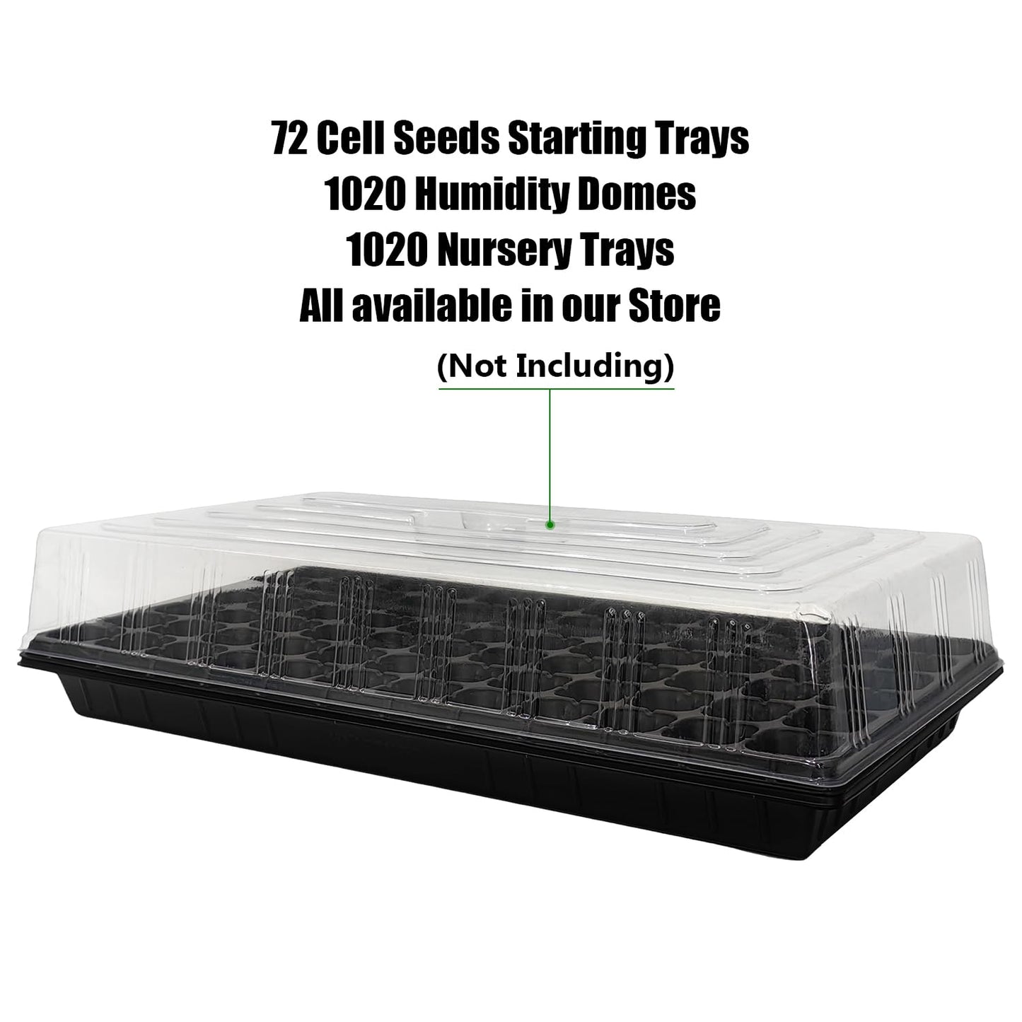 RooTrimmer 72 Cell Seed Trays, Thick Durable 72 Cell Plug Tray Seedling Plastic Nursery Tray for 1020 Flat Germination (10-Pack, 21"×11", 1.81" Height, Low)
