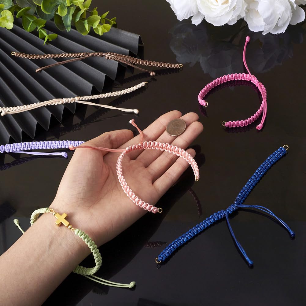 KISSITTY 12Pcs Half-Finished Waxed Polyester Cord Bracelet Adjustable Cord Rope Bracelet with Jump Ring for Wrist Charm Jewelry Making