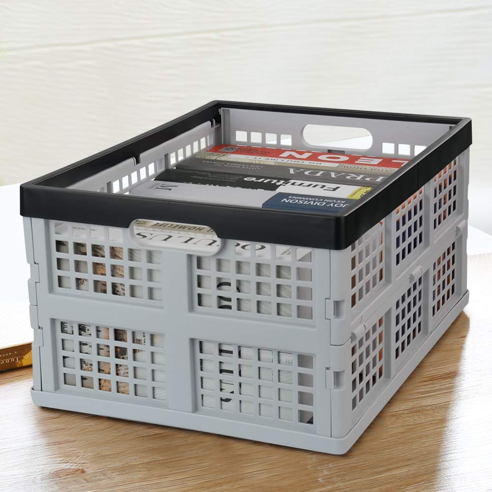Jekiyo 34-Liter Folding Crates Storage, Collapsible Container Plastic, Set of 1