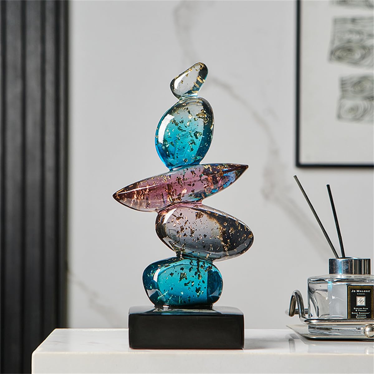 AWNR Resin Pebble Shape Sculpture Decor -Aesthetic Home Decor for Living Room, Office Desk, Shelf,Display,entryway,Housewarming Gifts