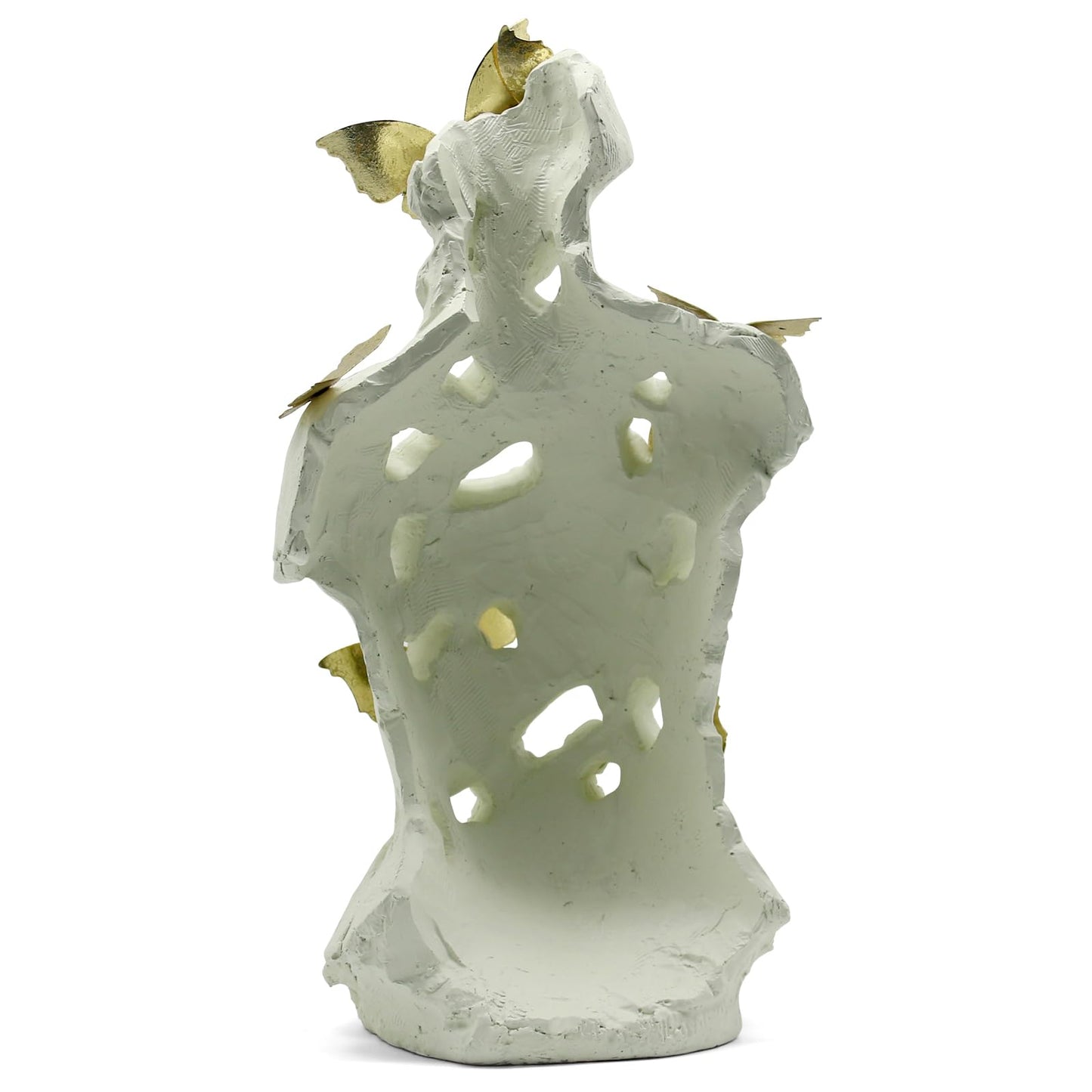 Lukitas Abstract Female Bust with Butterflies Sculpture, Aphrodite Statue, Body Figurine Art Decor, Beauty of Defects, Greek Goddess Bust Ornament for Office Living Room Desk Shelf, Beige, Resin 16"
