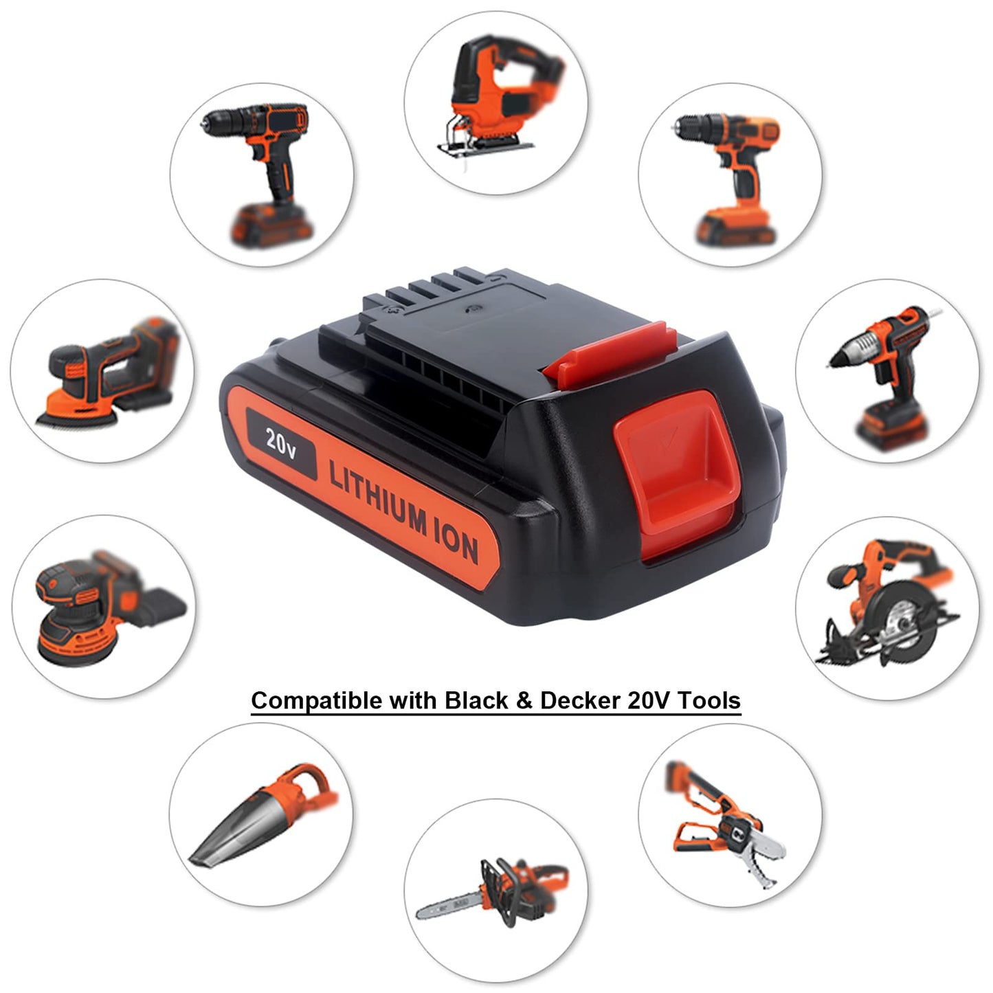 Biswaye LBXR20 20V Lithium Battery Compatible with Black & Decker 20V MAX Lithium Battery LBXR2520 LBXR2020 LBX20 LB2X4020 LB2X3020 and LCC221 LST522 LST201 LST220 LST300 20-Volt Max Tools