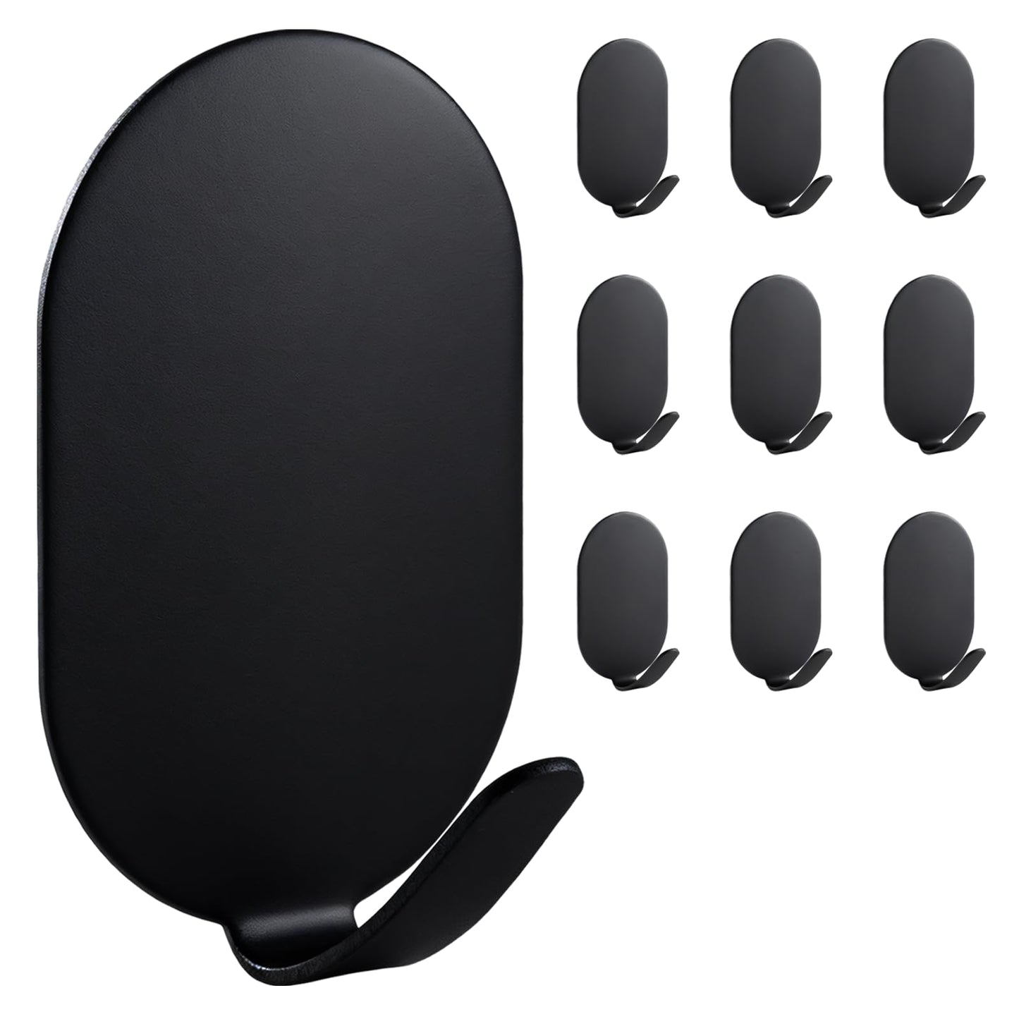 10 Pcs Metal Hooks, Adhesive Hooks for Hanging, Key Hooks, Wall Hooks, Command Hooks, Coat Hooks, Door Hooks, Towel Hanger, Picture Hanger, Storage Hooks, Utility Hooks for Bathroom, Kitchen (Black)
