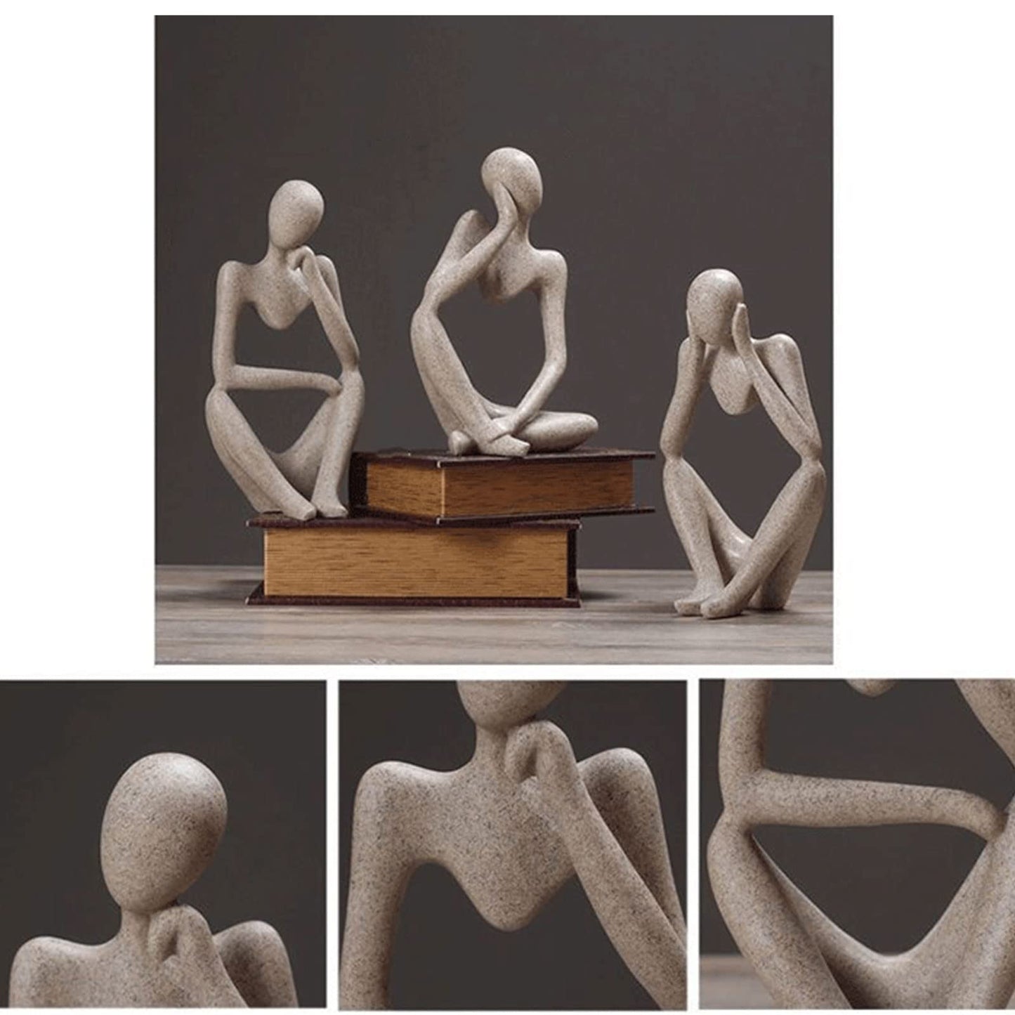 Thinker Statues And Sculptures, Sandstone Resin Thinker Statue Ornaments, Abstract Style Sculptures, Housewarming Gifts, Housewarming Decorations, Living Room Dining Desk Decorations (Right, Small)