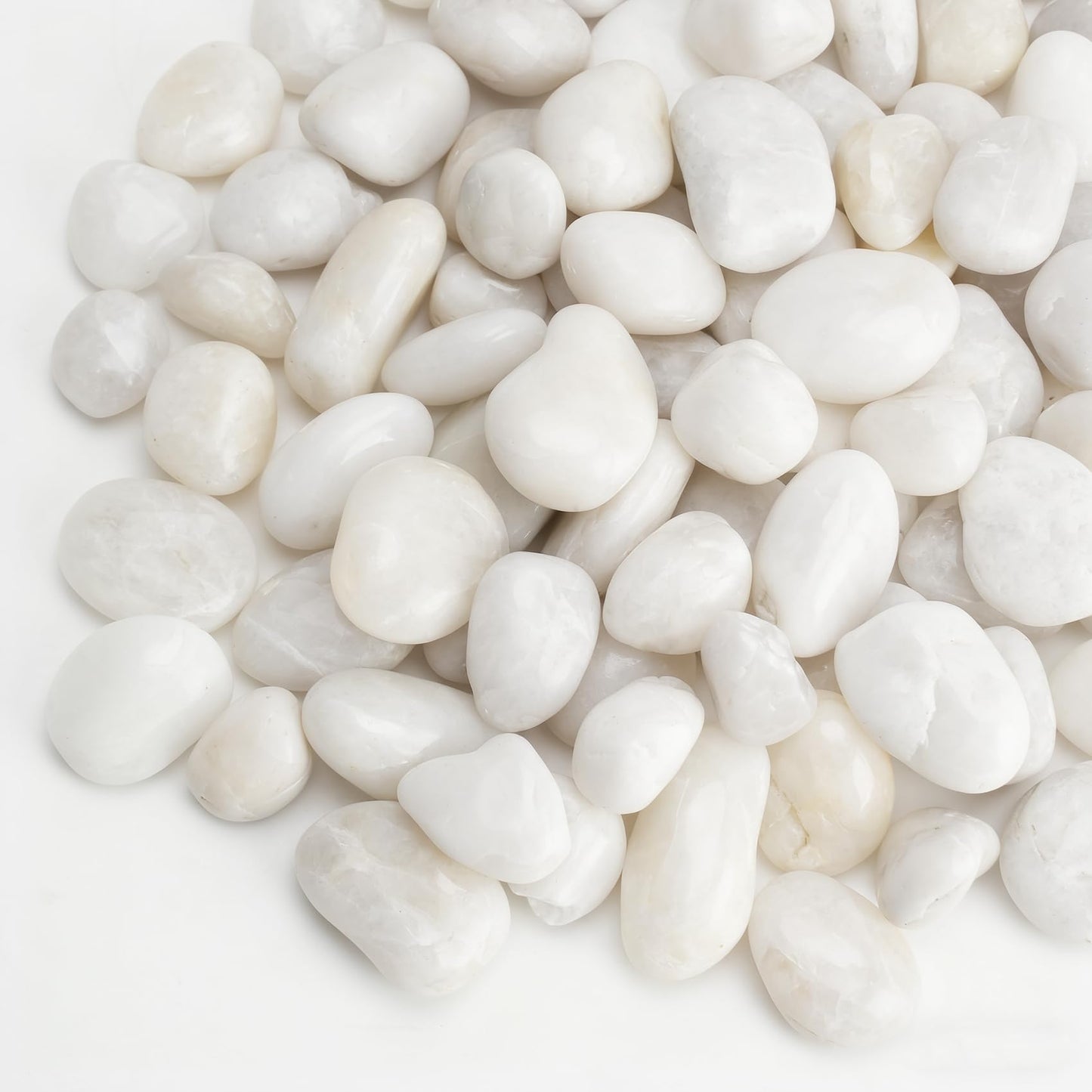 Onlyfire 10lb White Polished Pebbles, 3/8"-13/16" Natural Decorative River Rocks Aquarium Gravel Stones for Landscaping, Indoor Plants, Vase, Succulent, Fish Tank