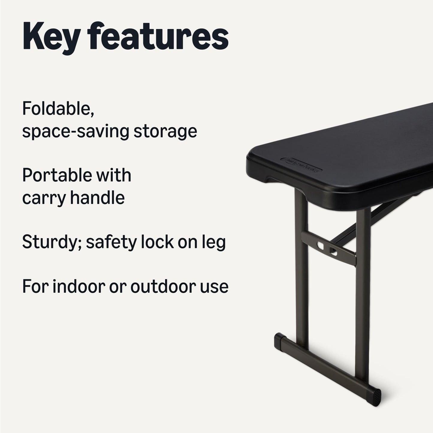Amazon Basics 6ft Folding Bench for Indoor & Outdoor Use with Carrying Handle, Black