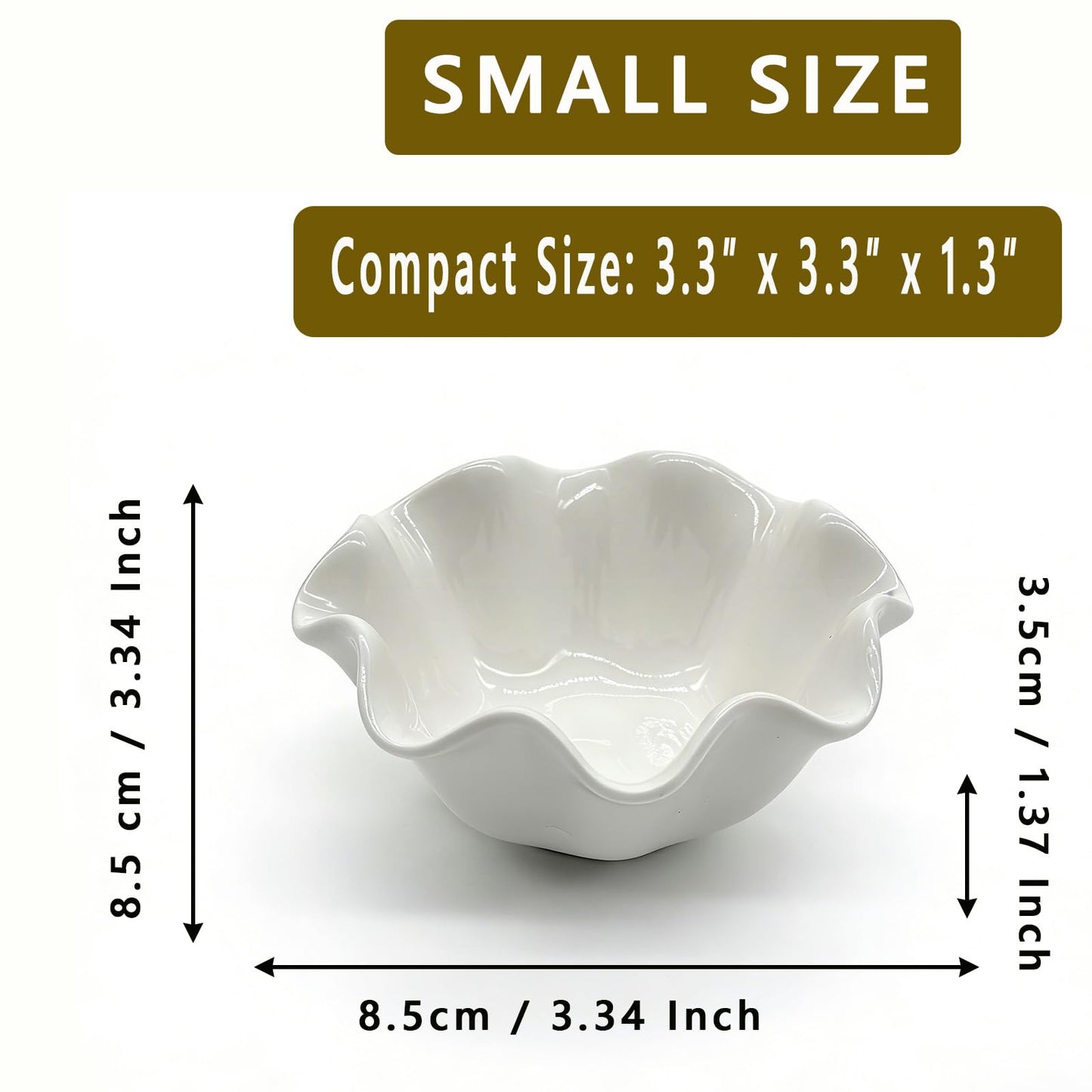 BROSEBEAQ Small Jewelry Tray, Ceramic Lotus Ring Dish, 3.5", White, Vanity Ring Holder, Trinket Dish (White)
