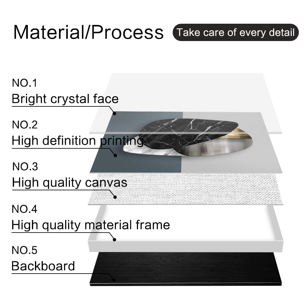 QKF Extra Large Frame Bright Geometry Abstract Canvas Wall Art Modern Home Living Room Bedroom Bathroom Wall Decor Poster & Prints Set of 3 Paintings 24"x 32" (Black Ash, 24" X 32" X 3 pieces)