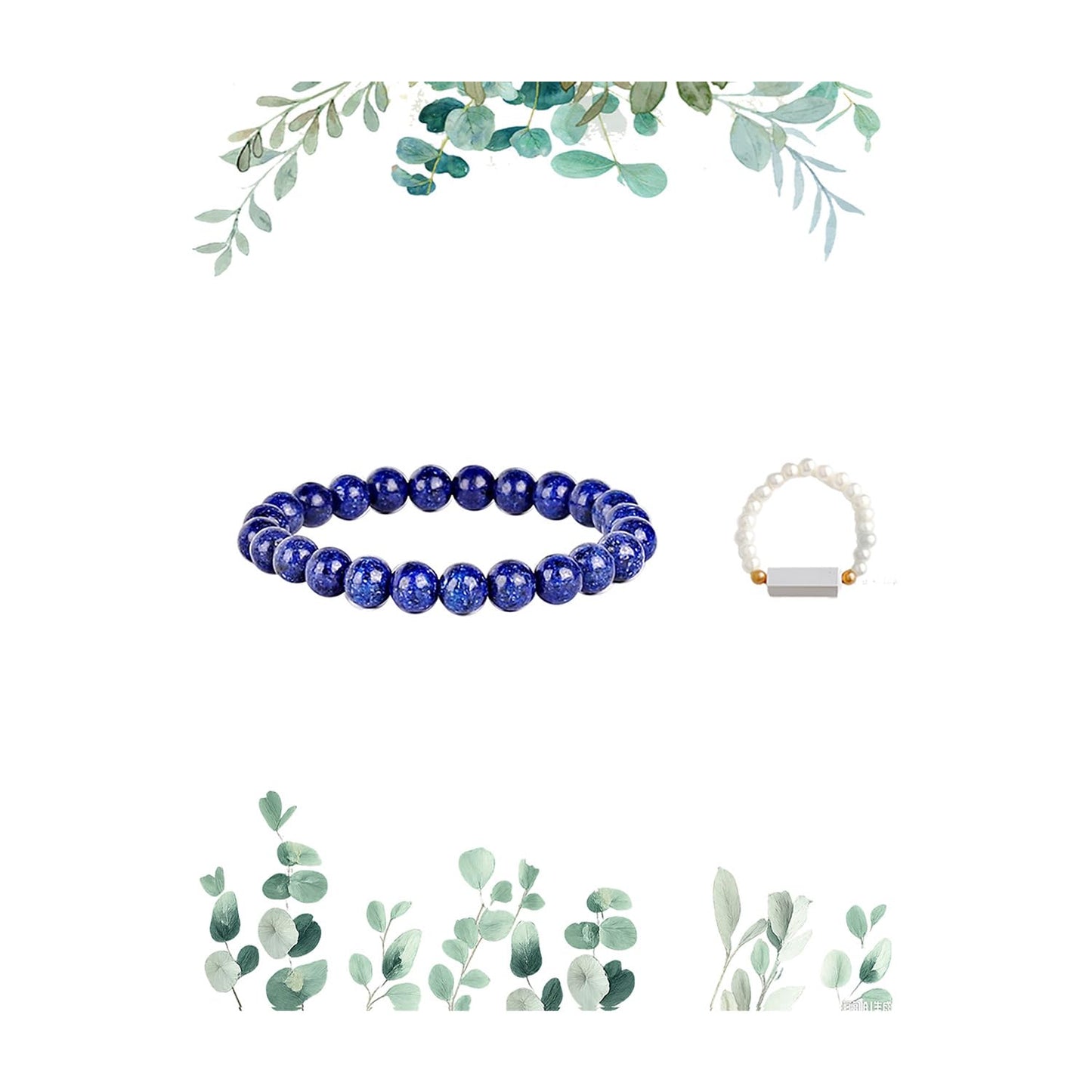 Orivora Handmade 8mm Crystal Stretch Bracelets for Women, Natural Gemstone Healing Jewelry, Positive Energy & Chakra Beaded(Lapis Lazuli Set)