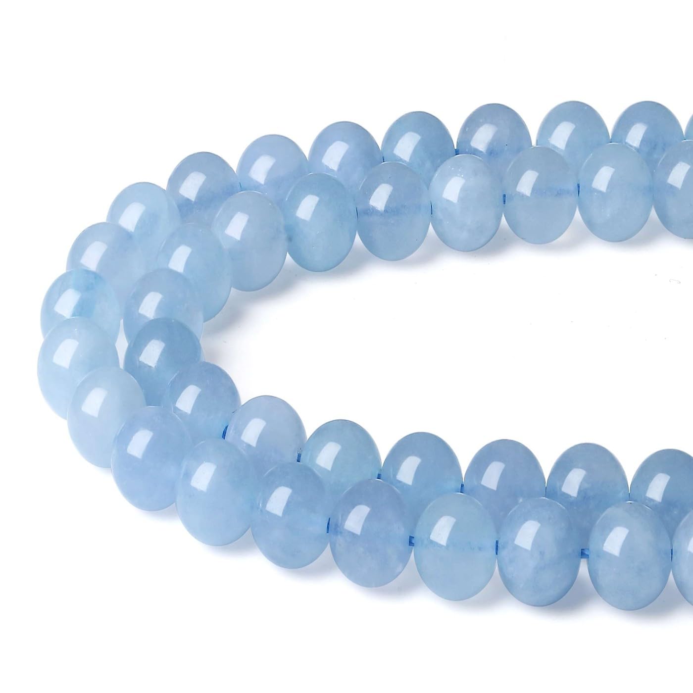 LAIDANLA Aquamarine 8mm Natural Stone Beads Round Loose Gemstone Stone Beads for DIY Bracelet Necklace Earrings Jewelry Making Polishing Genuine Real Beading Crystal 96PCS 2 Strand 32"