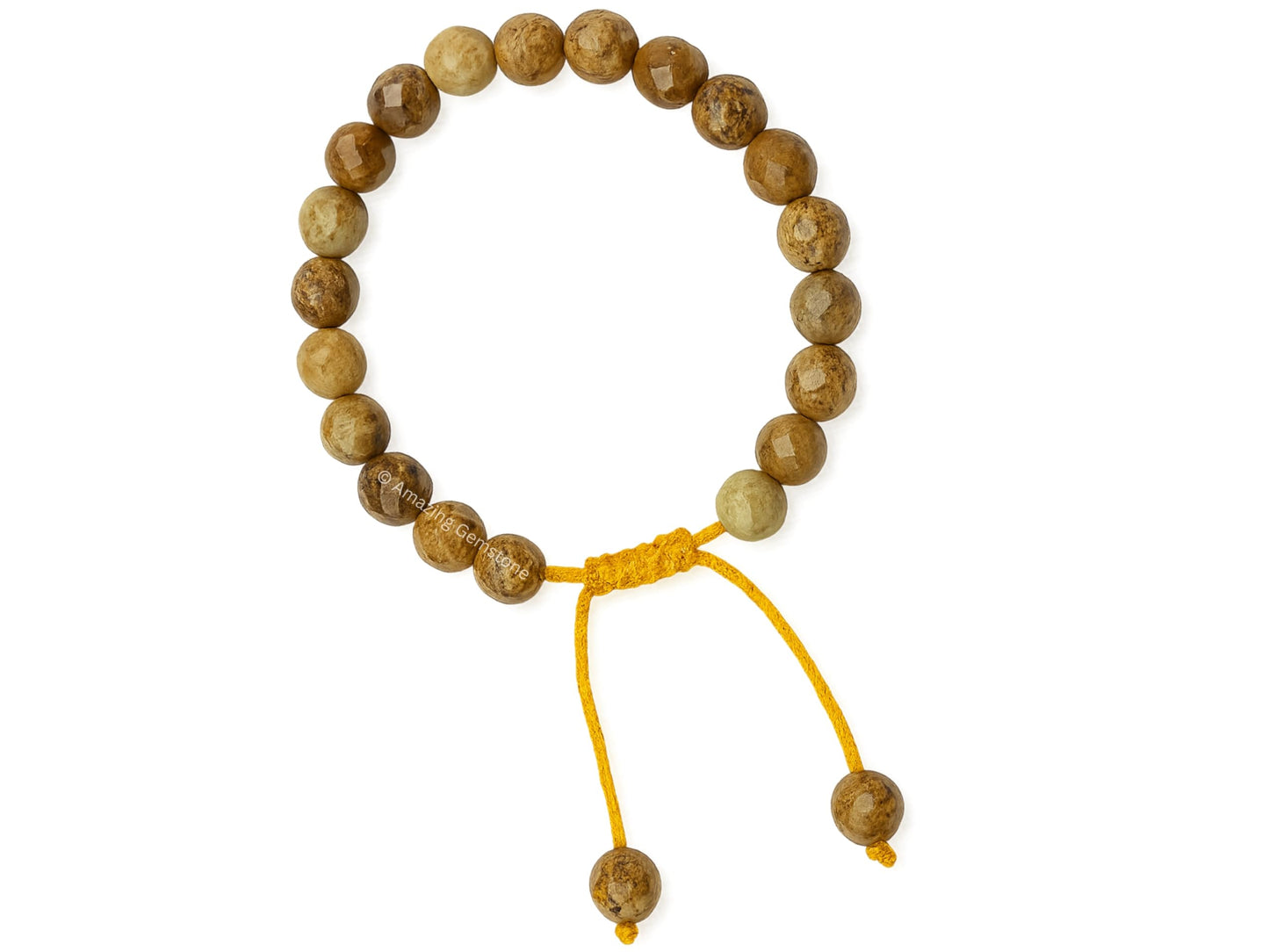 Amazing Gemstone Picture Jasper Bracelet for Women - Chakra Mens Bracelet Protection Crystals and Healing Stones - Blessing Bracelet Spiritual Meditation Gift (Faceted Beaded Bracelet, Adjustable)