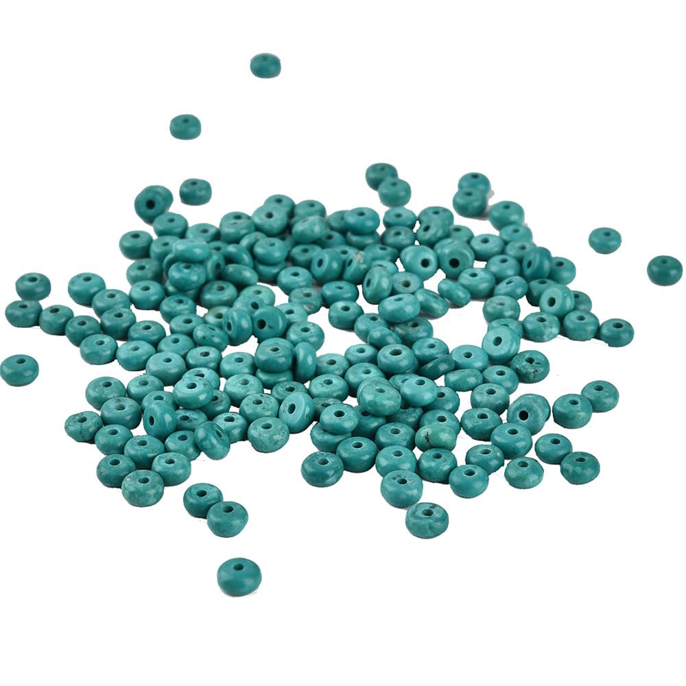 180pcs 4x2mm Green Turquoise Disk Rondelle Spacer Natural Stone Semi Precious Gemstone Loose Beads for Jewelry Making 15.5 Inch