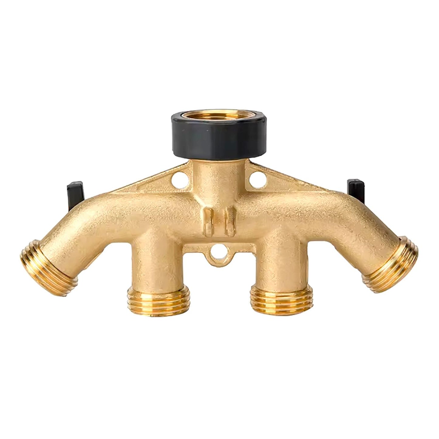 Hose Splitter 4 Way, CUMIZON Solid Brass Garden Hose Splitter Heavy Duty 3/4" Standard Threads, Leak-Proof Dual Outlet Splitter for Sprinklers and Irrigation Systems