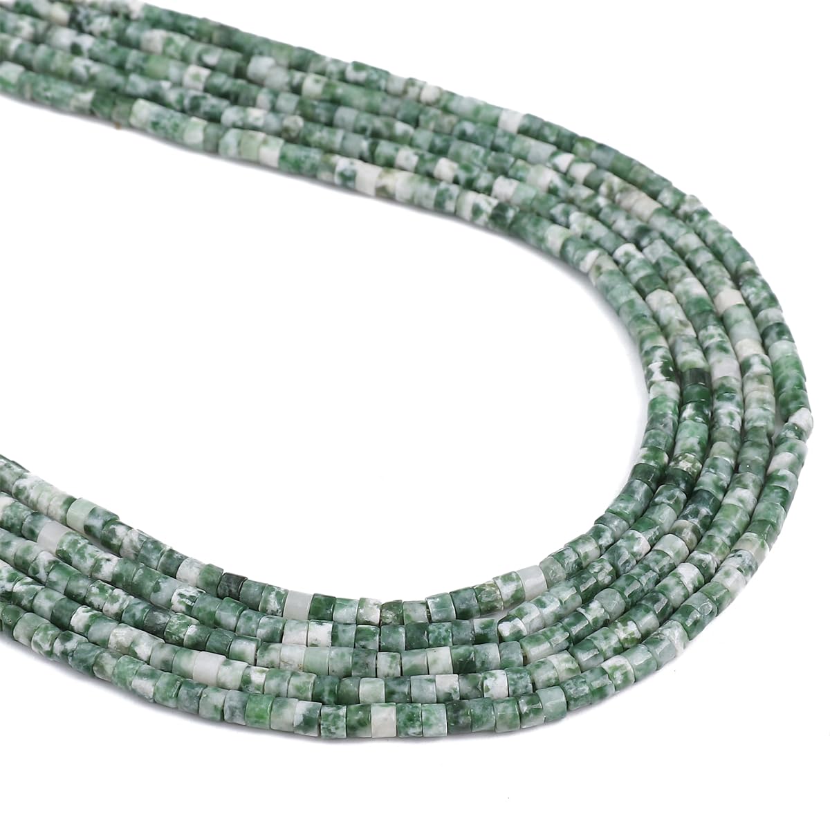 BEADIA Natural African Jade Spacer Beads Caps Flat Round Loose Beads for Beading Jewelry Making 3mmx2mm 38cm