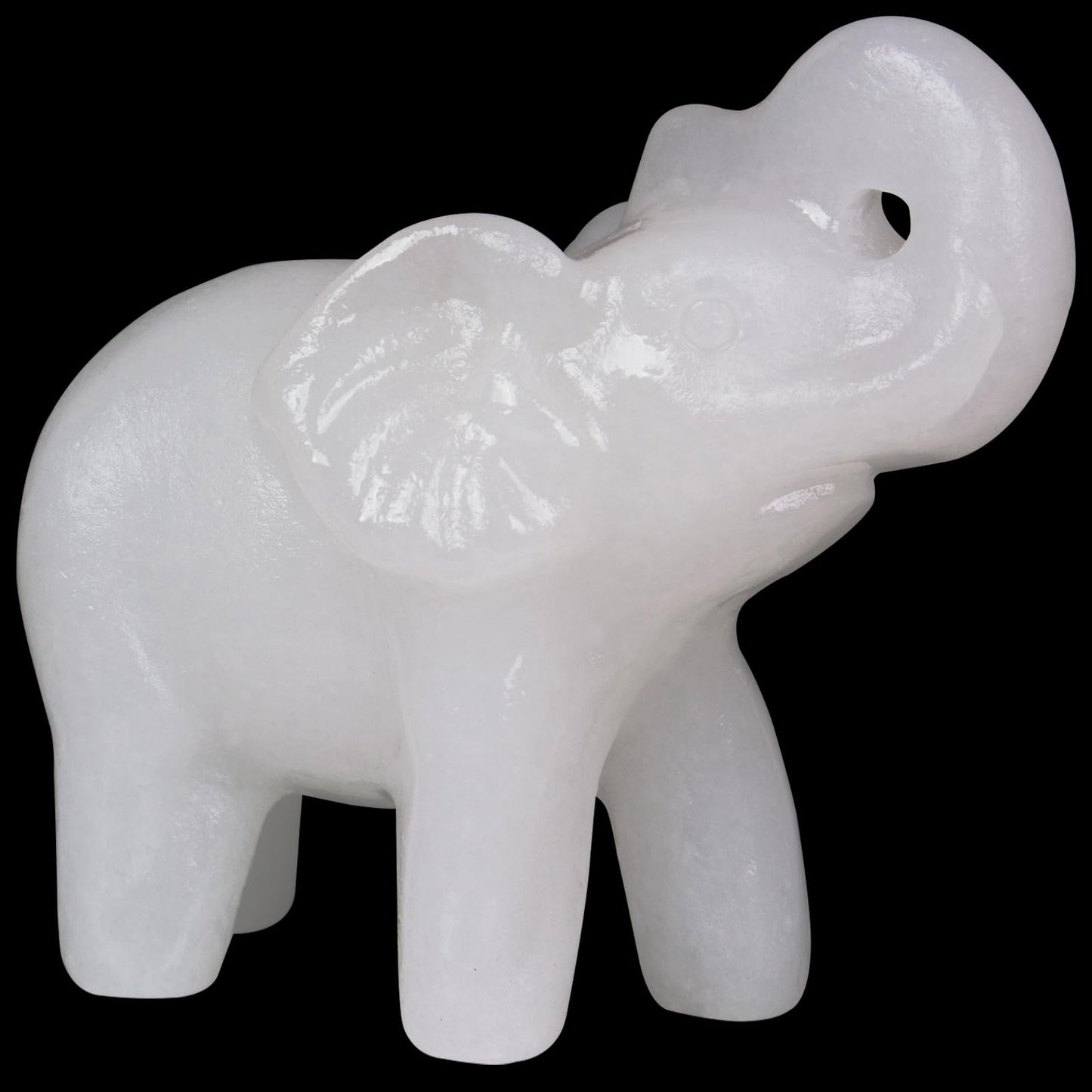 Hguxmcu 2 Inch White Jade Crystal Elephant Sculpture Handcrafted Healing Stone Animal Figurine Spiritual Home Decor Lucky Charm Gift for Wealth Success Positive Energy and Meditation Lovers