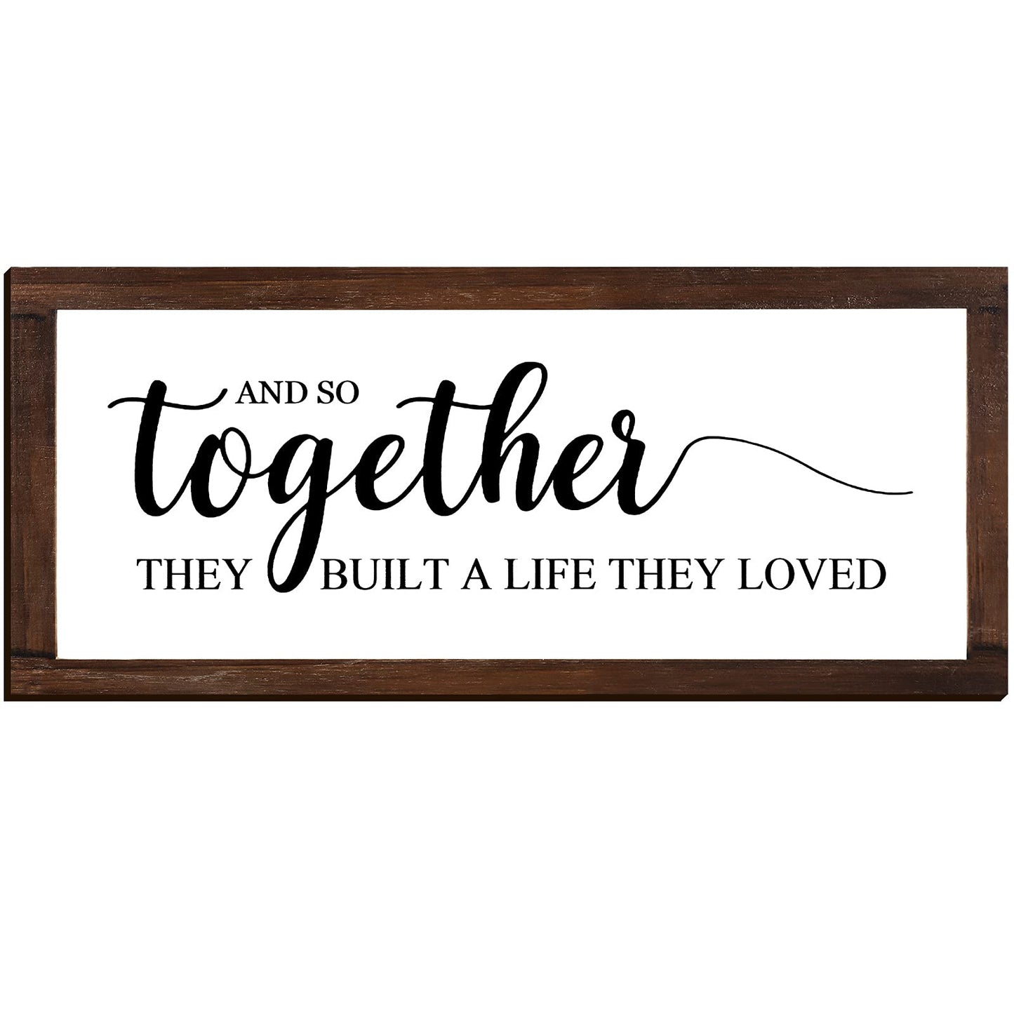 Jetec Farmhouse Wall Decor Rustic Modern Framed Hanging Plaque Together They Built a Life They Loved Sign 14 x 6.4 Inches Wooden Signs for Home Love Decorations