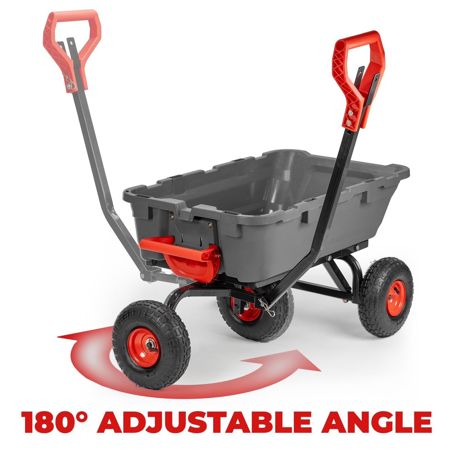 XtremepowerUS 2-in-1 Convertible Handle Heavy Duty Garden Cart Dump Wagon Utility 800-Pound Dump Cart Utility Cart for Yard, Farm 10" Pneumatic Tires