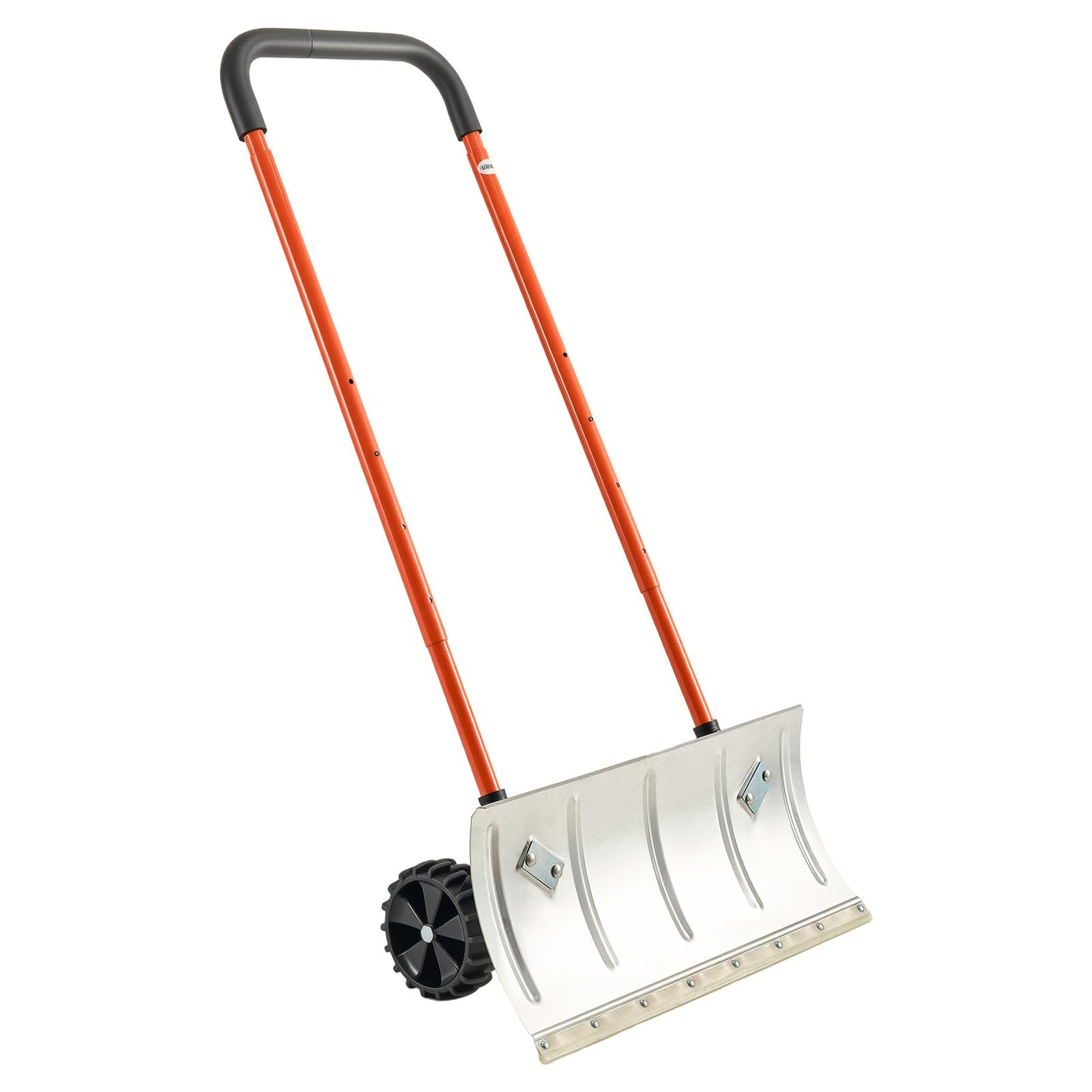 VEVOR 24 inch Snow Pusher Shovel with Wheels, Metal Heavy Duty Wheeled Push Snow Shovels for Driveway