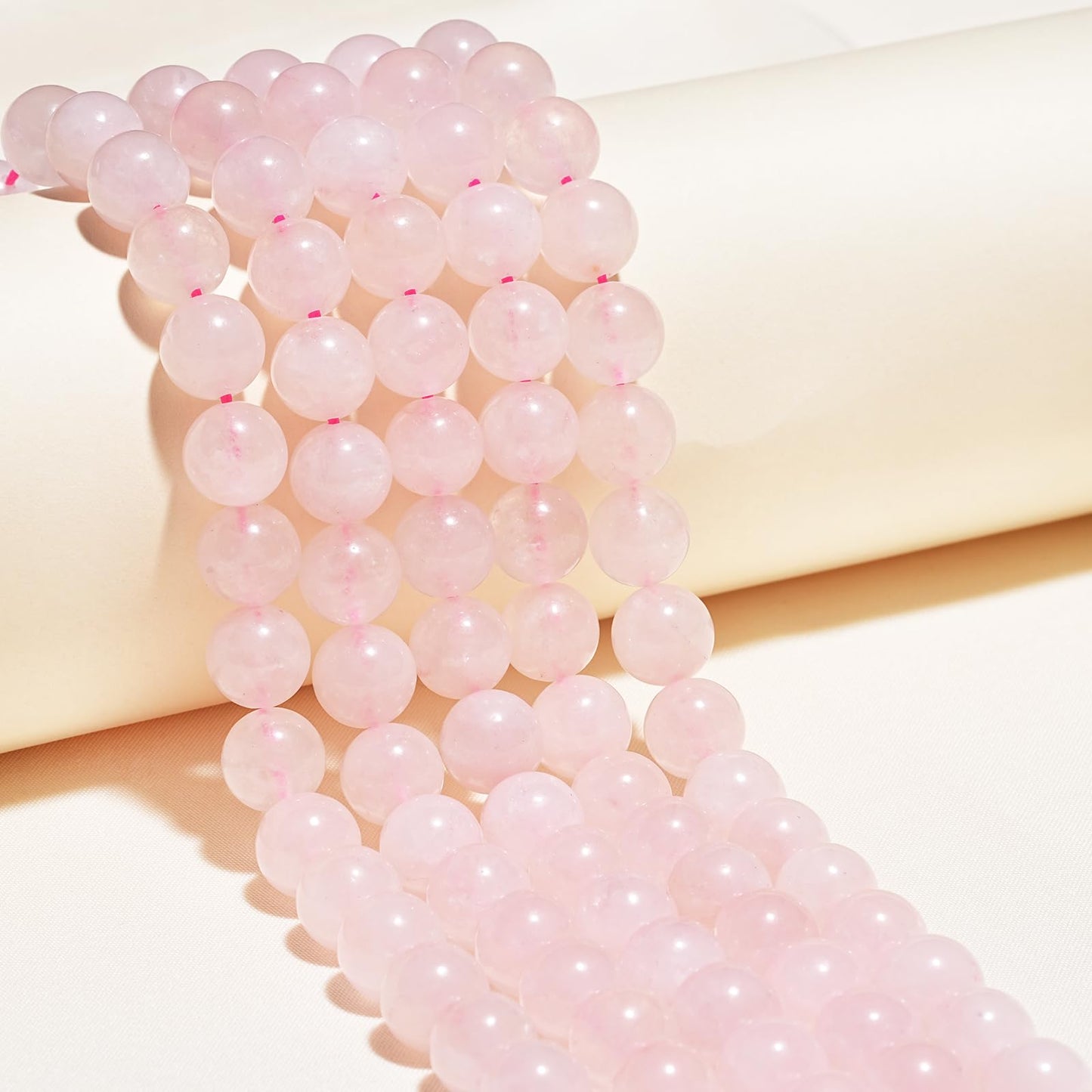 8mm Natural Rose Quartz Gemstone Beads Polished Round Smooth Stone Beads for Bracelets Jewelry Making 15inch Loose Beads