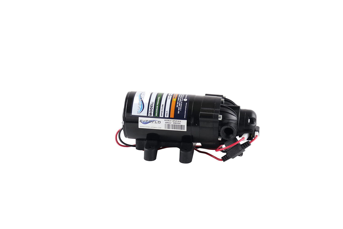 Everflo 12V On-Demand High Pressure Diaphragm Pump - 1.5GPM, 150 PSI Max, NPT Ports