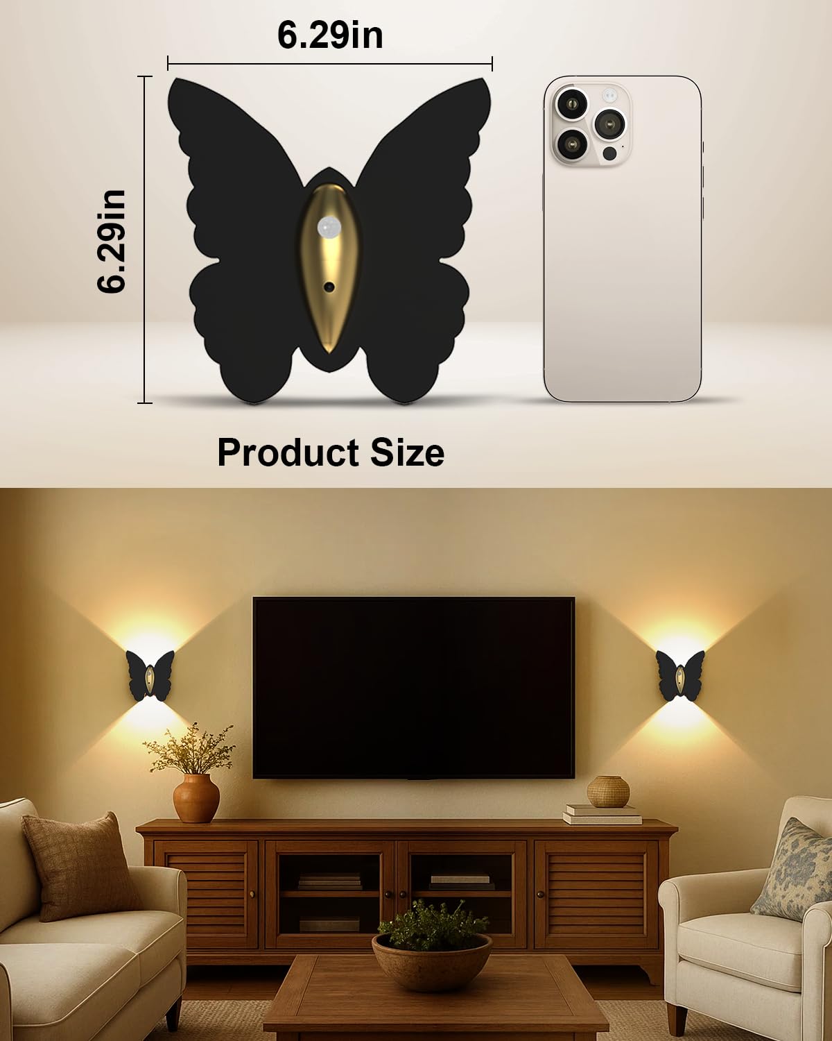 Eneru Battery Operated Wall Sconce Set of 2: 5000mAh Rechargeable Motion Sensor Night Light Wireless Wall Sconces Magnetic Closet Lights Stair Light Indoor Up and Down Wall Lamp for Bedroom Hallway