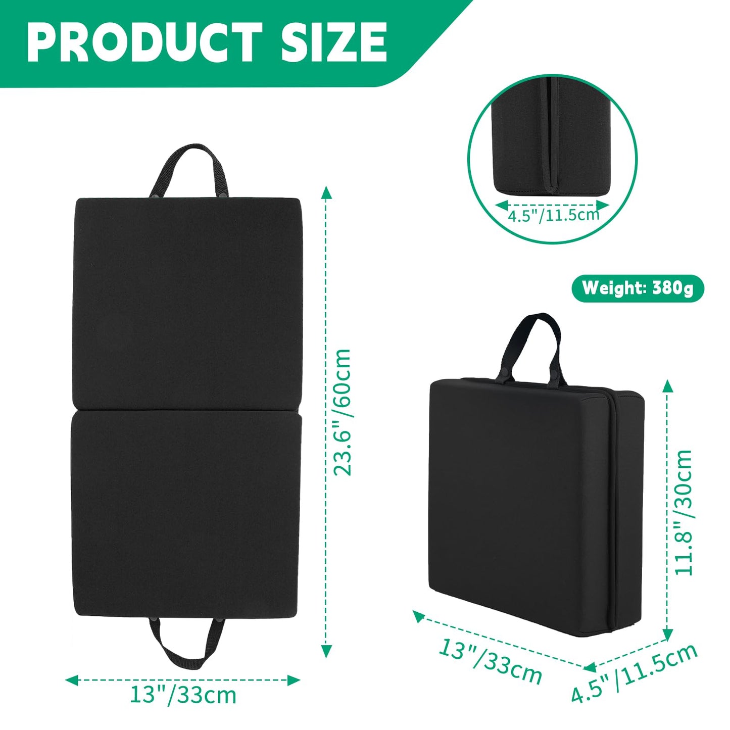 OFiSEXPT Garden Kneeling Pad, Memory Foam Knee Cushions for Gardening, Extra Thick Knee Pad, Water Resistant Prayer Pillow for Work, Yoga, Physical Therapy(Black)