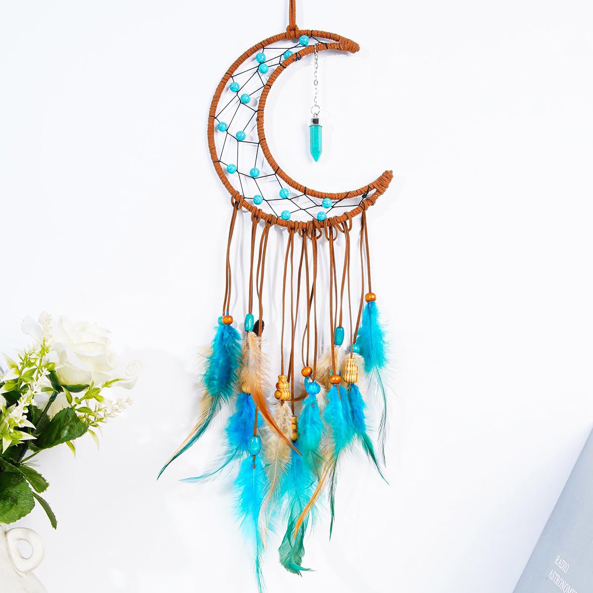 MEXIDAWN 2 Pack DIY Feather Dream Catcher Kits Turquoise Wall Hanging Boho Decor Handmade Dream Catcher for Adults
