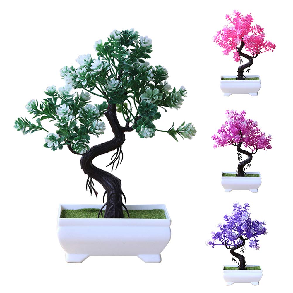 LAPUTA Decorative Faux Plants Artificial Potted Tree Bonsai Simulation Plant Home Decor Table Centerpieces Desk Ornament Pink