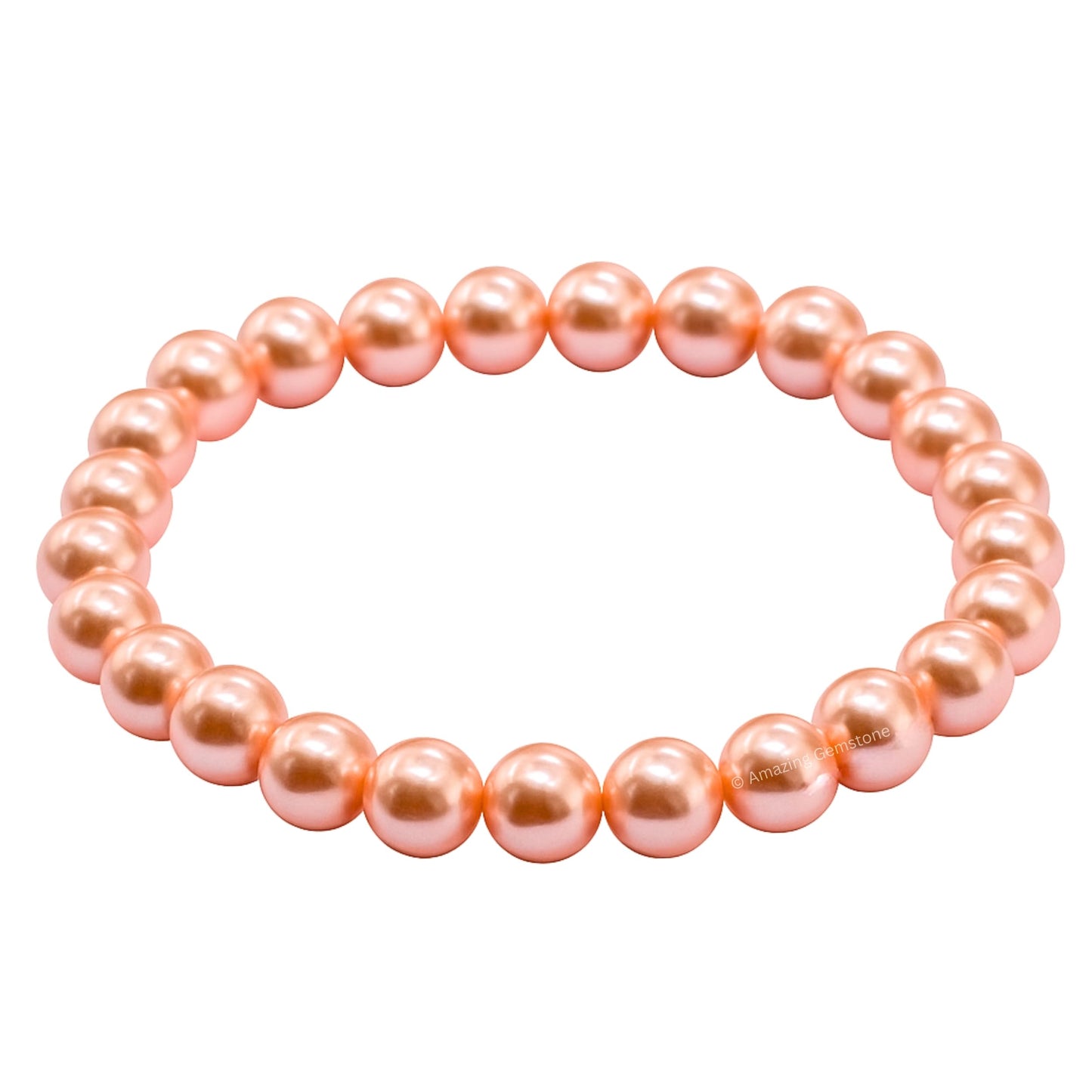Amazing Gemstone Crystal Bracelet for Women Men's Gifts - Protection Healing Crystal Bracelet - 8mm Gemstone Beaded Stretchable Bracelet Pulseras Para Hombres Mujer Stocking Stuffers Mothers Day Gift (Peach Pearl)