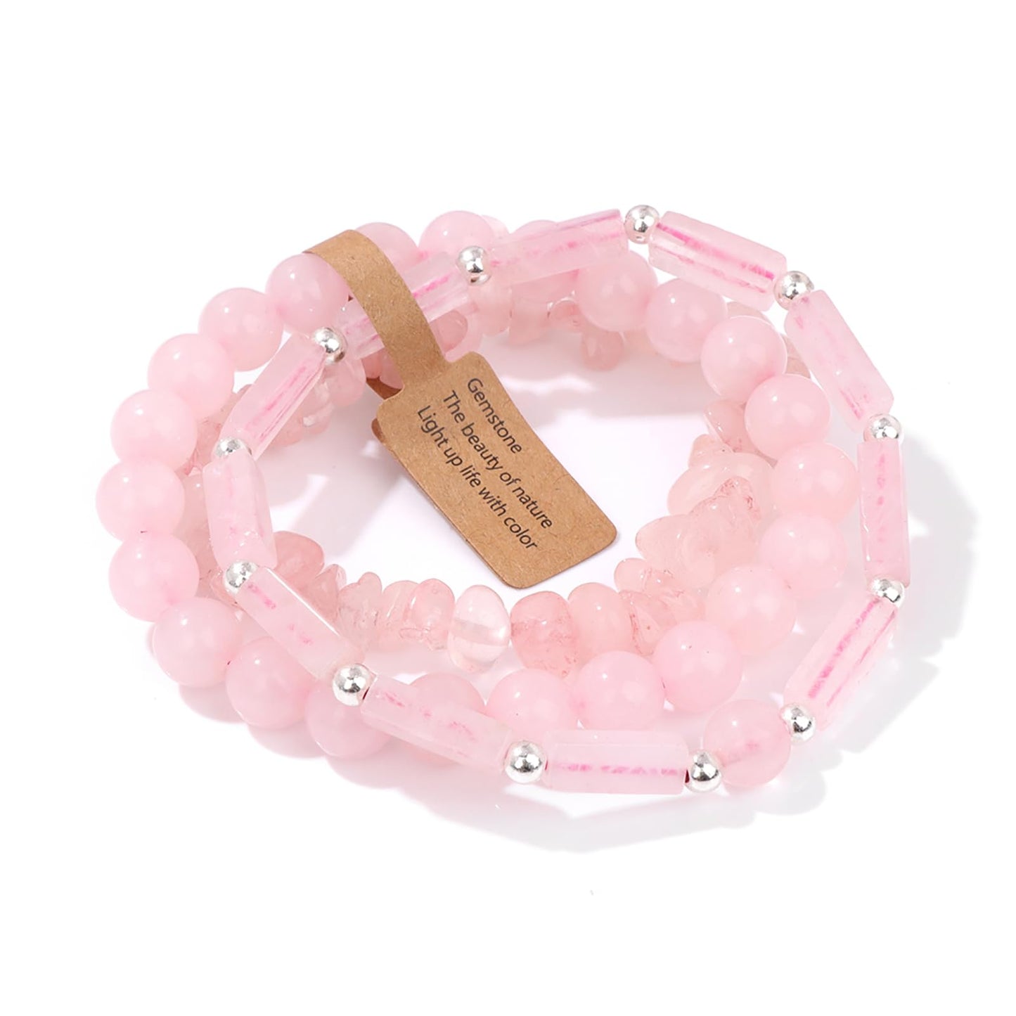 IVY TAILI 3Pcs Rose Quartz Bracelets for Women 8mm Pink Quartz Bracelet Natural Stone Beaded Bracelets Handmade Stretch Gemstone Bracelet Healing Crystal Healing Jewelry Gifts for Women Girls