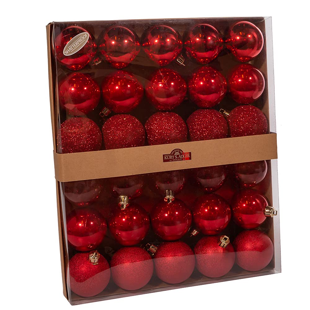 60mm Shatterproof Red Ball Ornaments, 30 Piece Set
