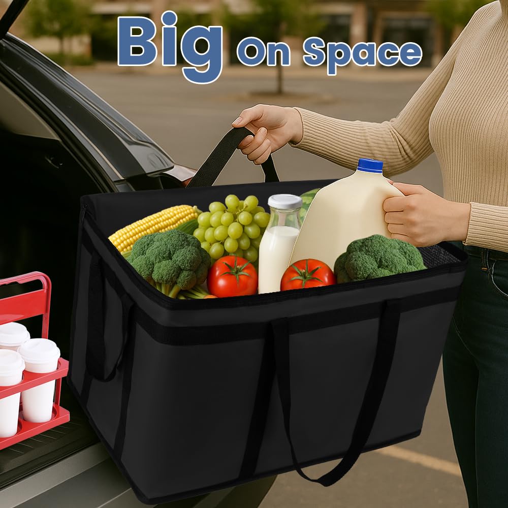 Cooler Insulated Food Delivery Bag & Drink Carrier with Hard Bottom, XXX-Large Pizza Bags for Commercial Food Delivery, Grocery Catering Travel Thermal Frozen Carrier, Cold Warmer Accessories