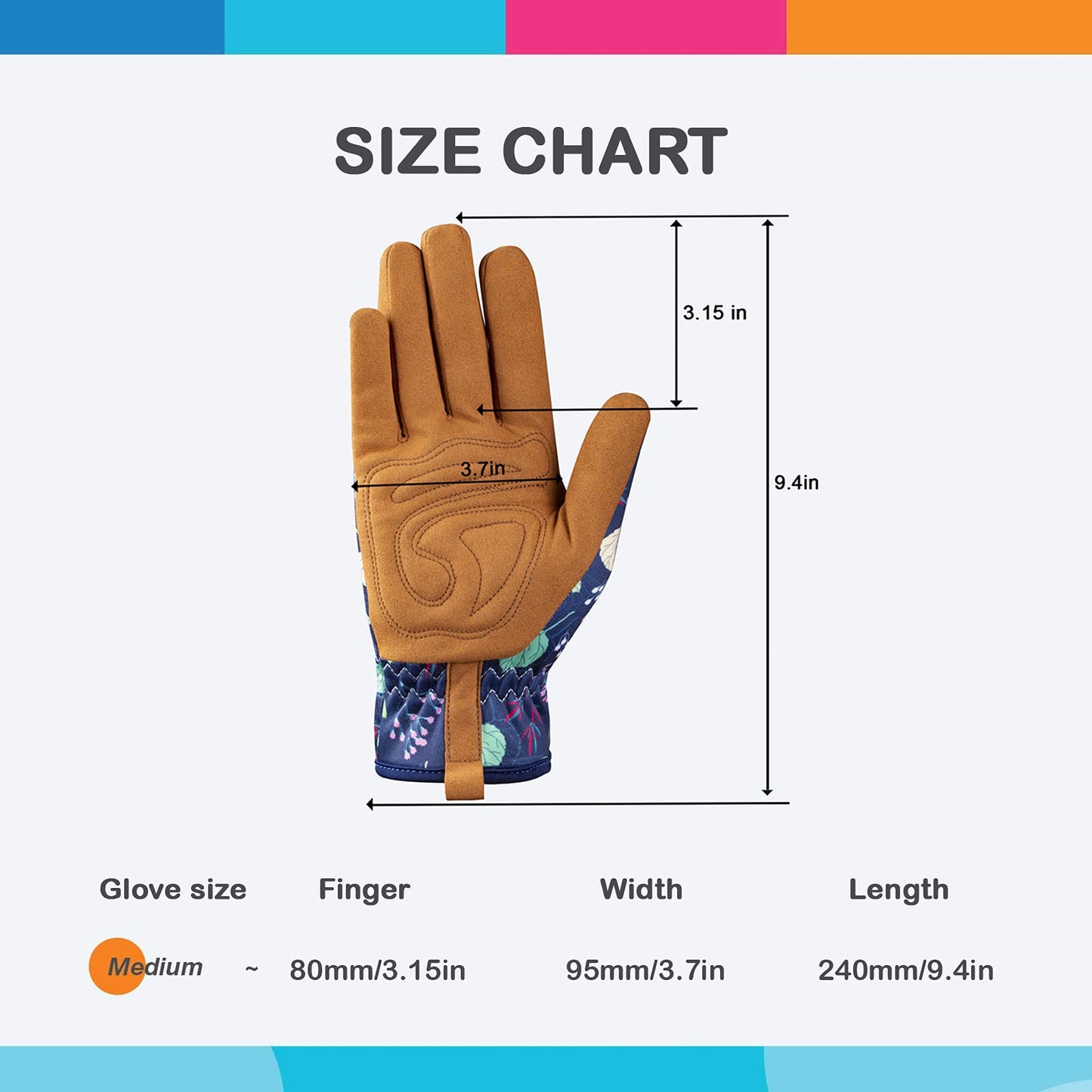 Bamllum Leather Gardening Gloves for Women - Working Gloves for Weeding, Digging, Planting, Raking and Pruning (B-Blue) Medium