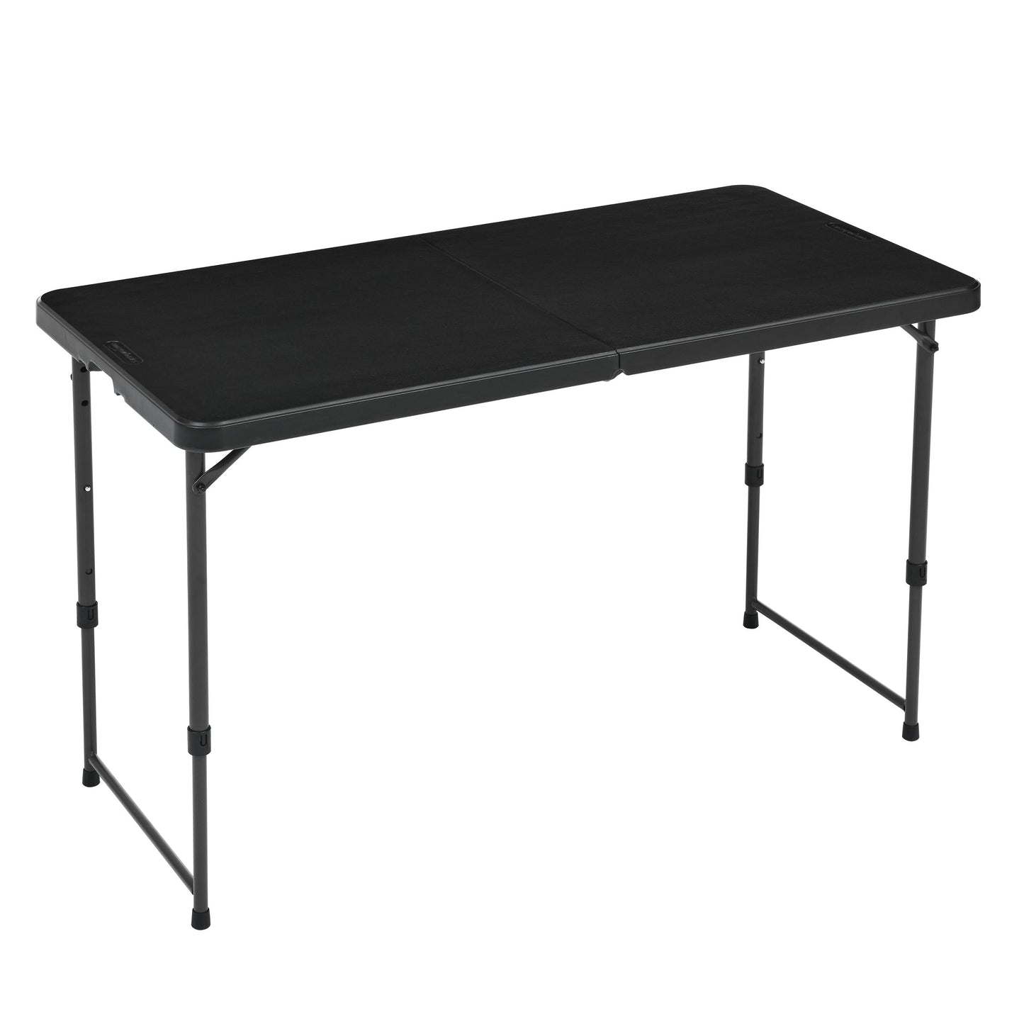 Amazon Basics Portable 4 Ft Rectangular Folding Dining Table, 4 Adjustable Height Settings, Space Saving Fold-in-Half Design and Carrying Handle, Indoor & Outdoor, Washed Black, 47.8 x 23.9 x 33.9 in