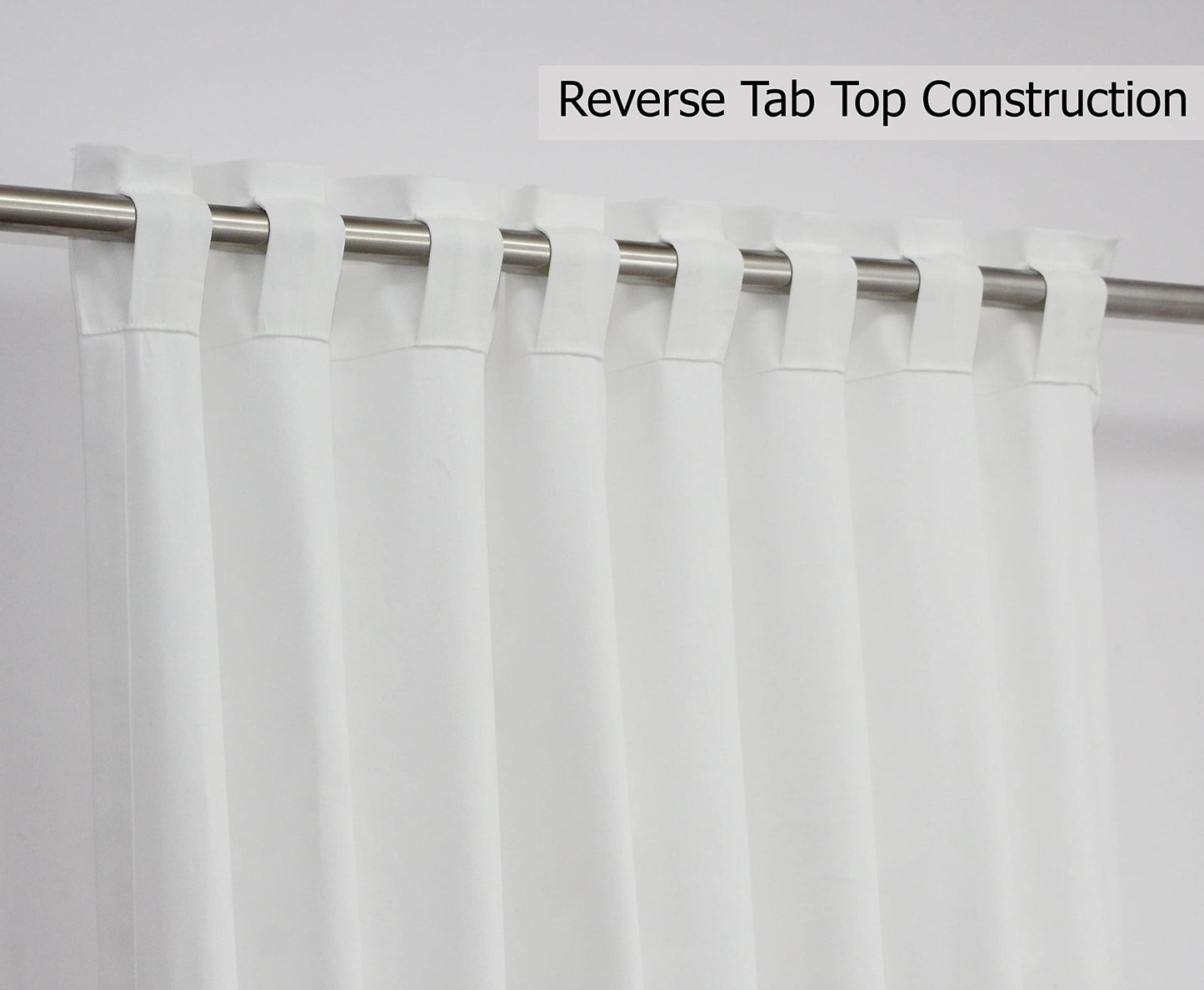 COTTON CRAFT White Curtain Window Panel Drapes - Set of 2 - Thick Cotton Duck Fabric Reverse Tab Top Window Treatment - Bonus Tie Backs - Clean Crisp Elegant Look - Bedroom Living Room - 50 W x 84 L